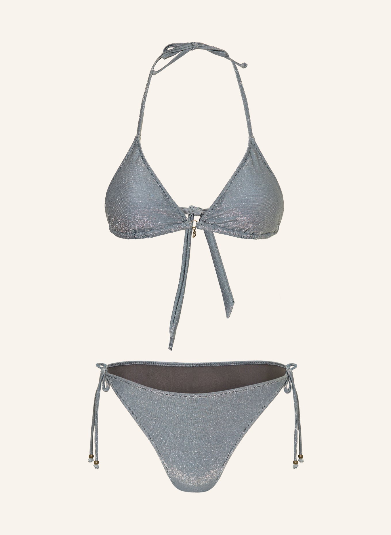 BANANA MOON Trojúhelníkové bikiny CRICOMASSA s třpytivou nití: ŠEDÁ / ZLATÁ