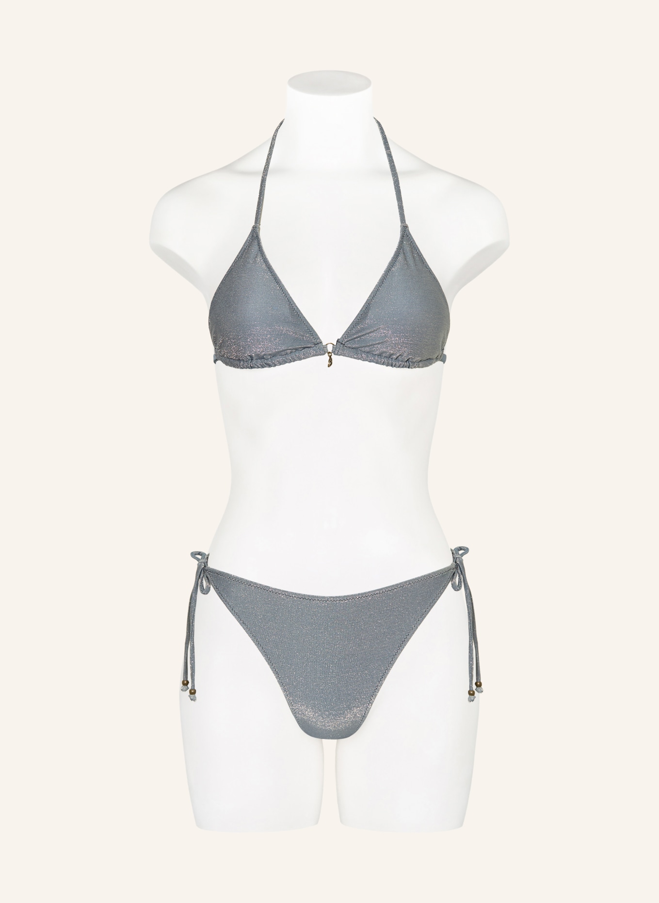 BANANA MOON Trojúhelníkové bikiny CRICOMASSA s třpytivou nití: ŠEDÁ / ZLATÁ