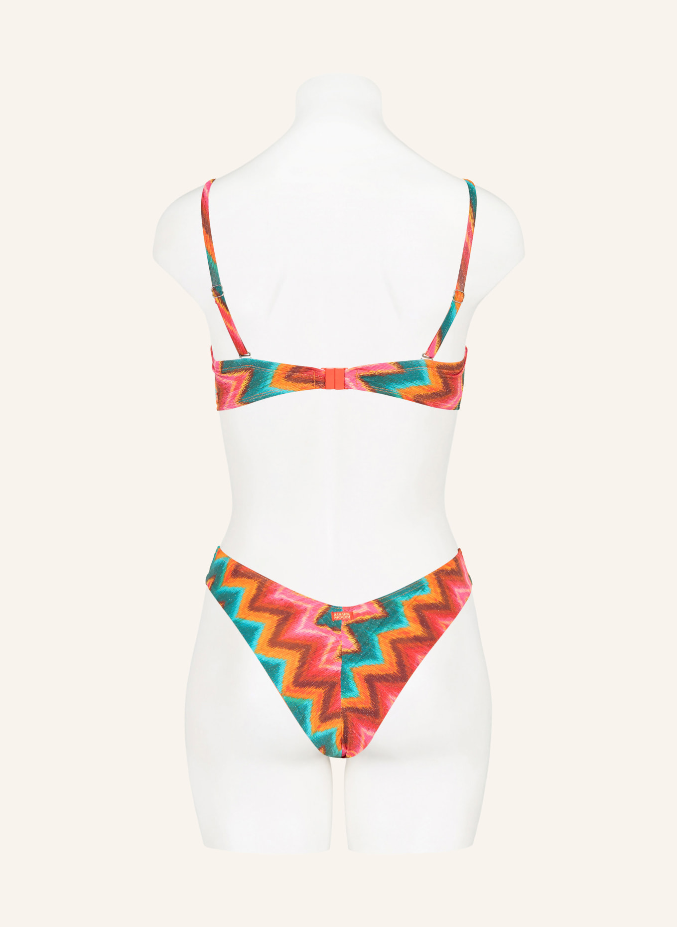 BANANA MOON Bandeau-bikinitop MYERO NALIKA met glittergaren: PETROL / ROZE / DONKERROOD