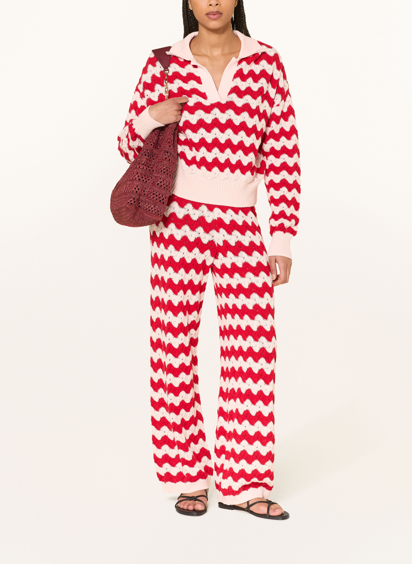 MRS & HUGS crochet pants: rose / red