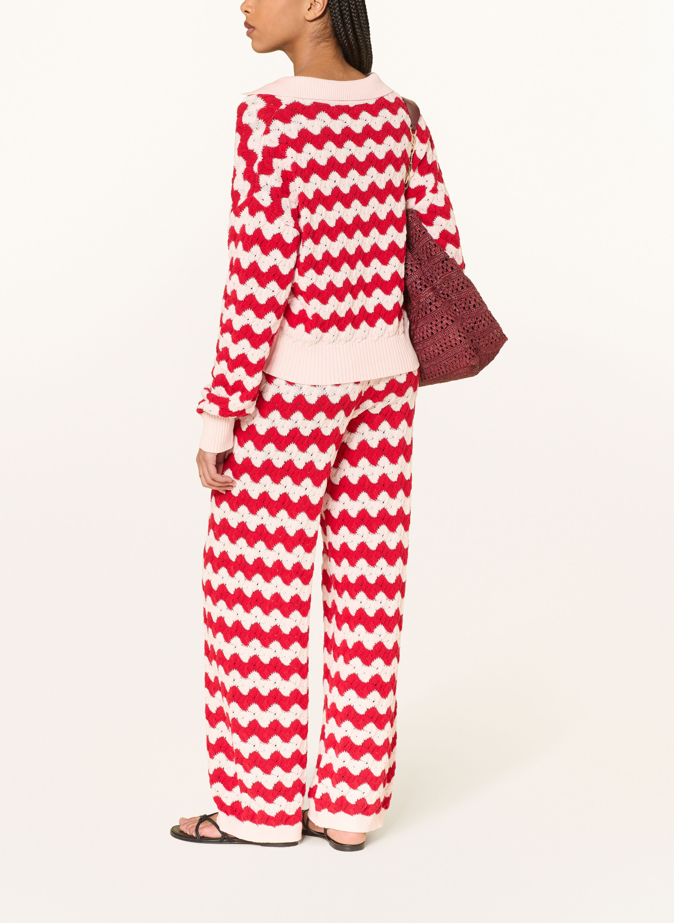 MRS & HUGS crochet pants: rose / red