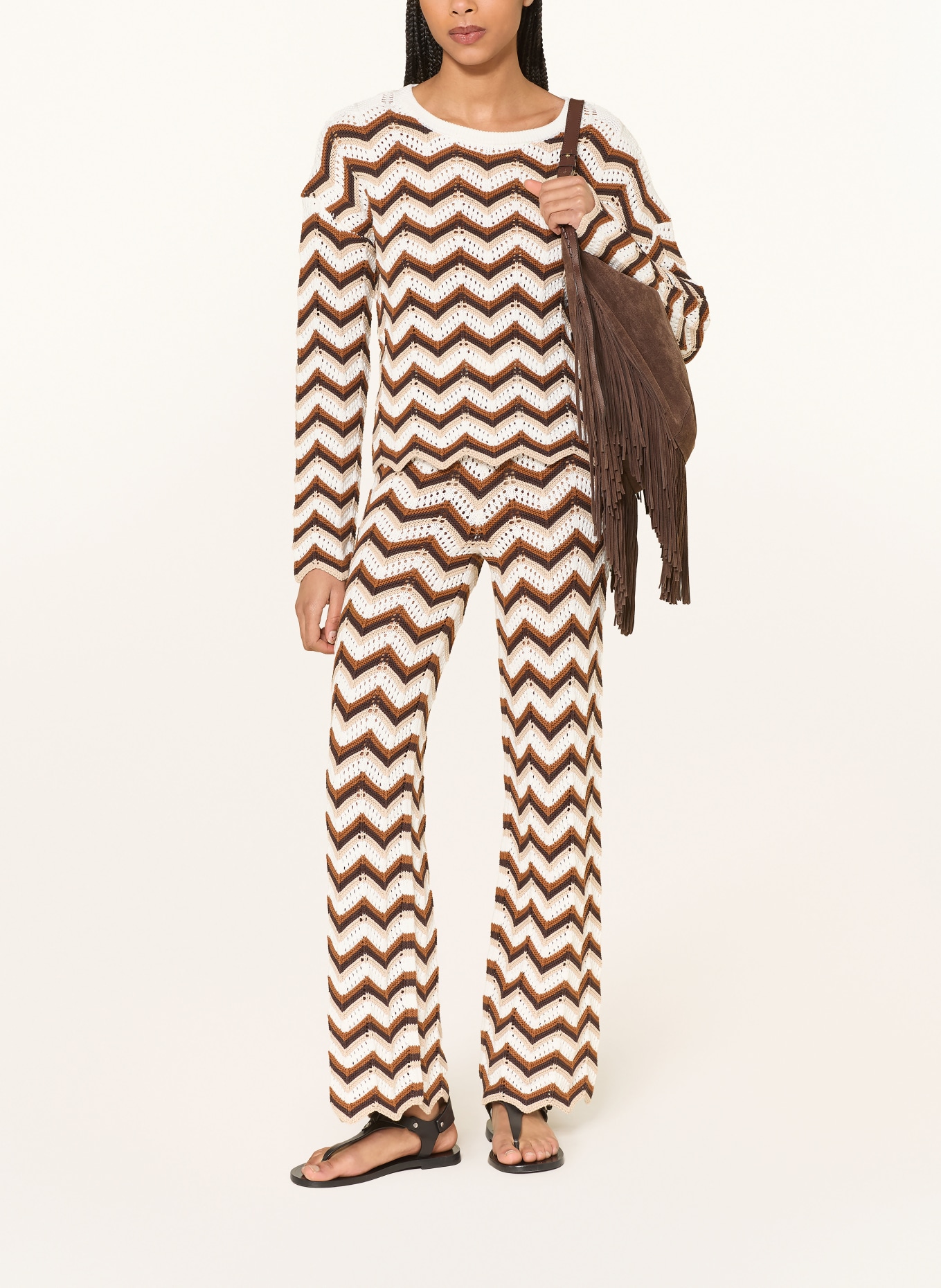 MRS & HUGS crochet pants: offwhite/brown