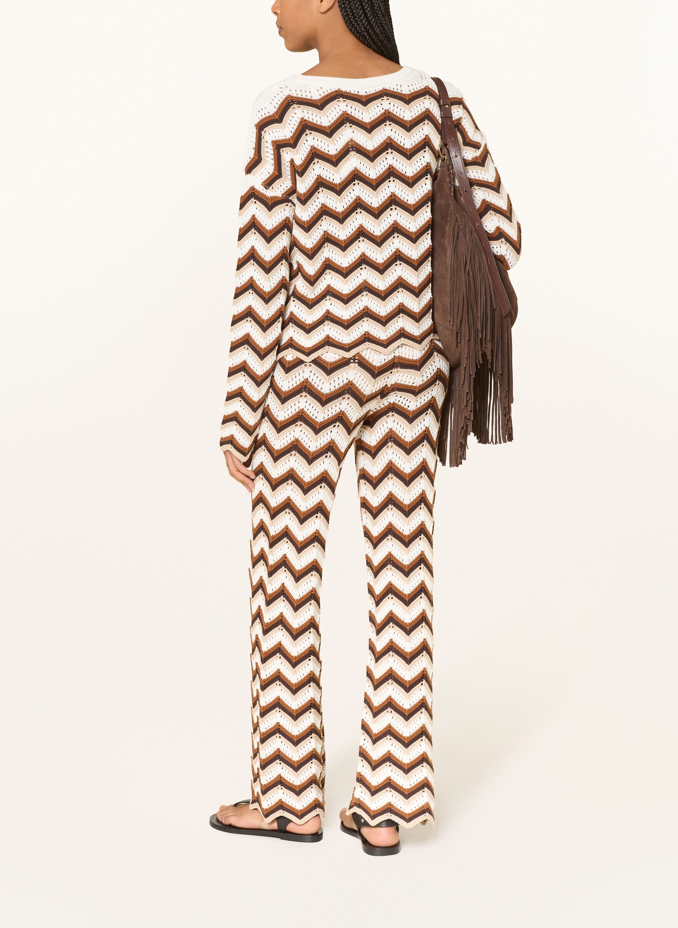 MRS & HUGS crochet pants: offwhite/brown