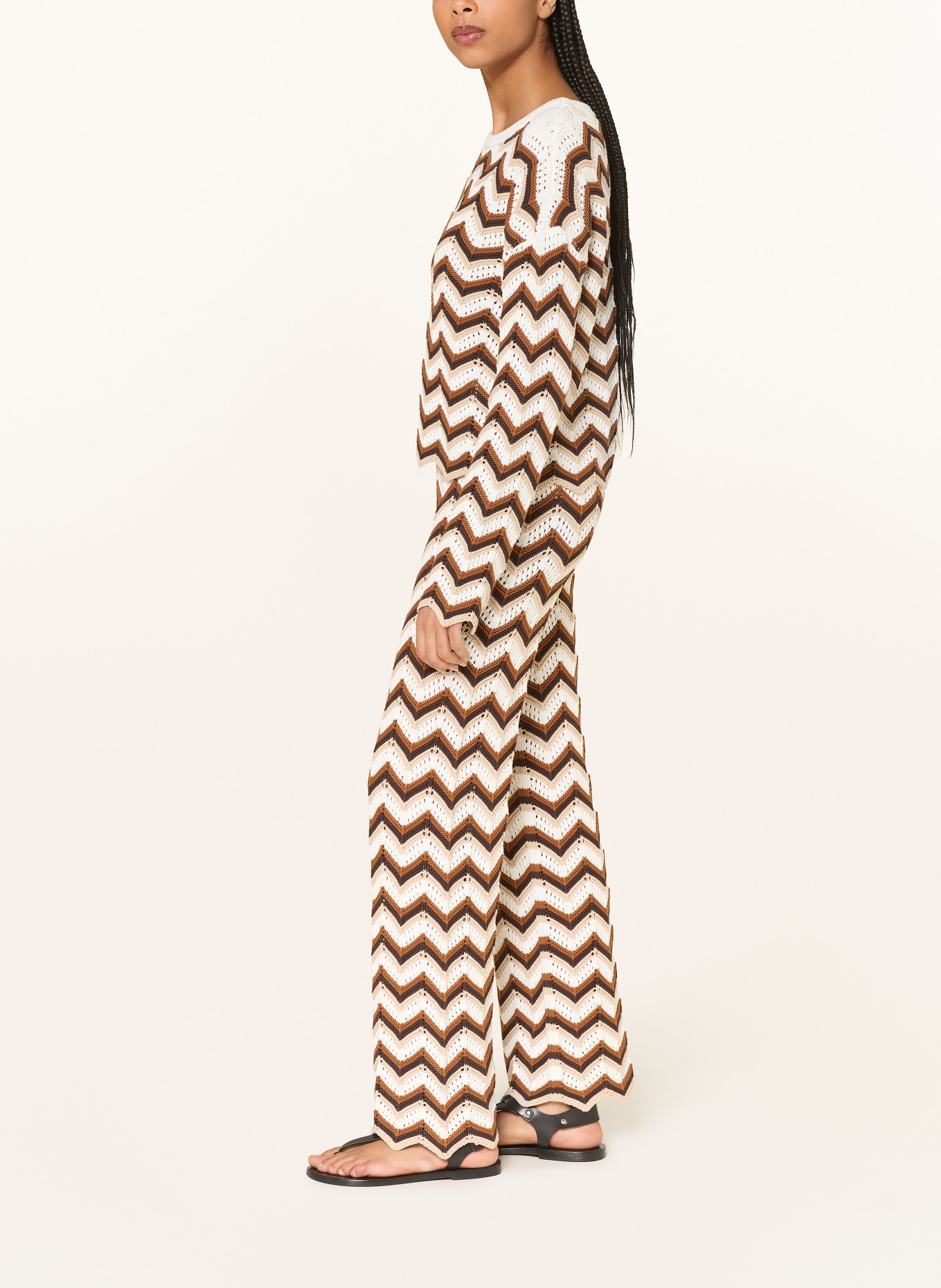 MRS & HUGS crochet pants: offwhite/brown