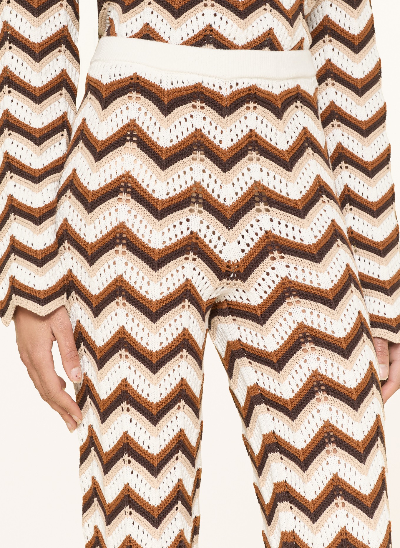 MRS & HUGS crochet pants: offwhite/brown