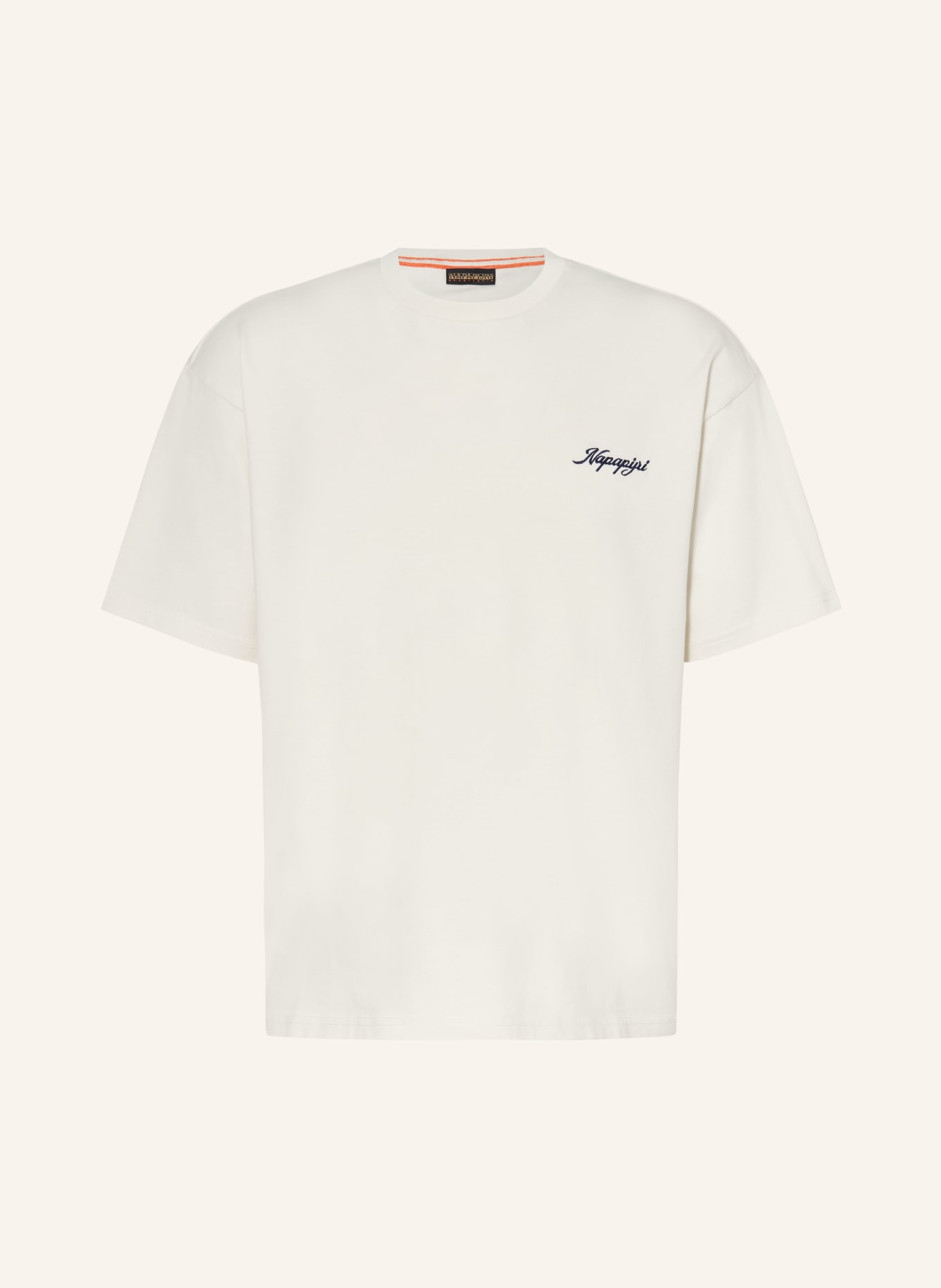 NAPAPIJRI T-Shirt S-FLUORITE: ECRU / ORANGE / DUNKELBLAU