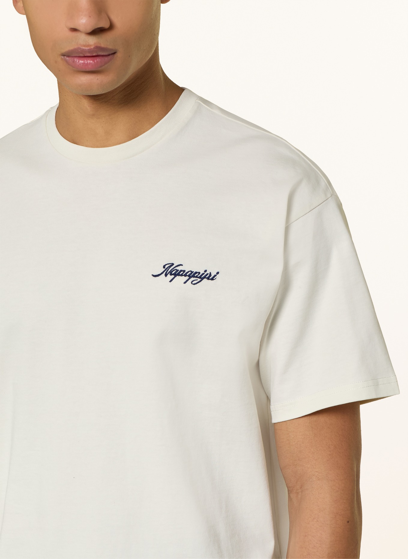 NAPAPIJRI T-Shirt S-FLUORITE: ECRU / ORANGE / DUNKELBLAU