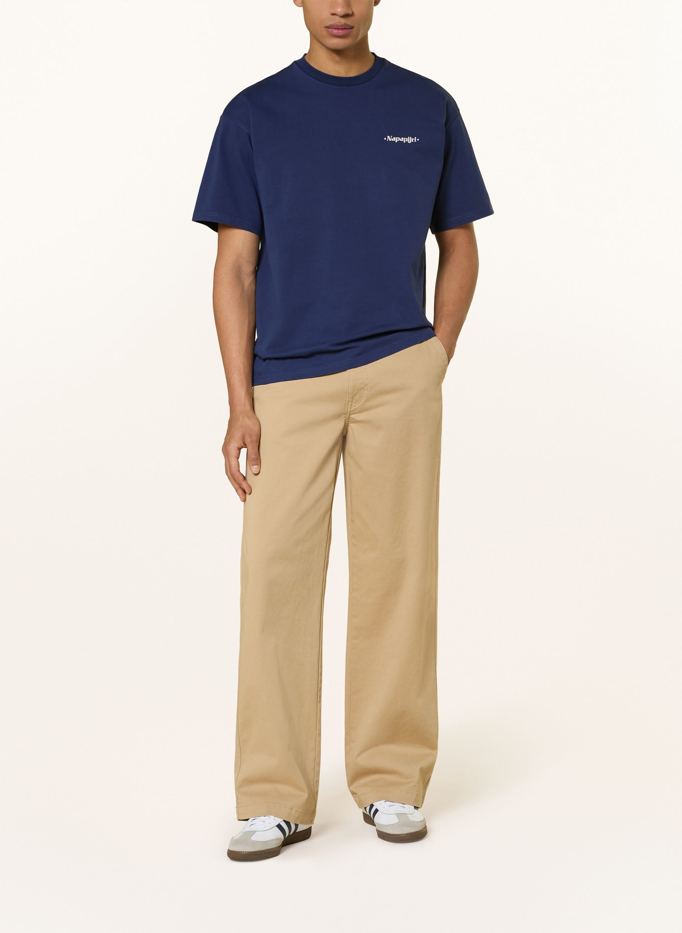 NAPAPIJRI T-Shirt S-FLUORITE: DUNKELBLAU / CREME / GELB