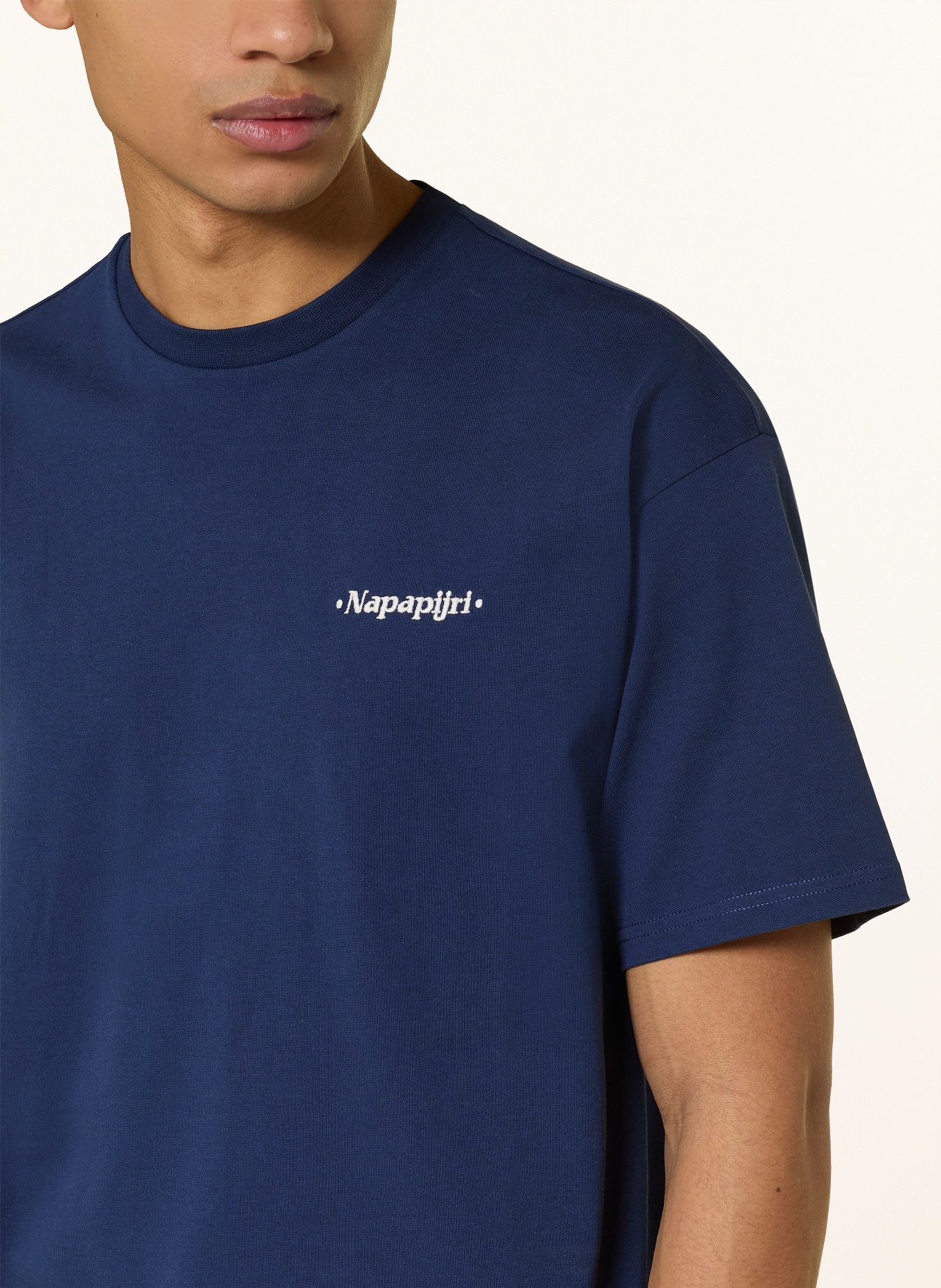 NAPAPIJRI T-Shirt S-FLUORITE: DUNKELBLAU / CREME / GELB
