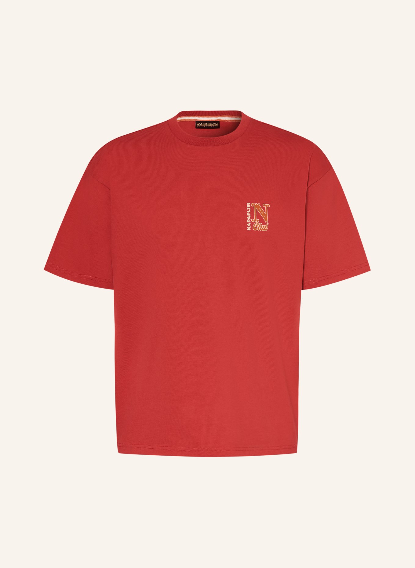 NAPAPIJRI T-Shirt S-FLUORITE: ROT / BEIGE / DUNKELBLAU