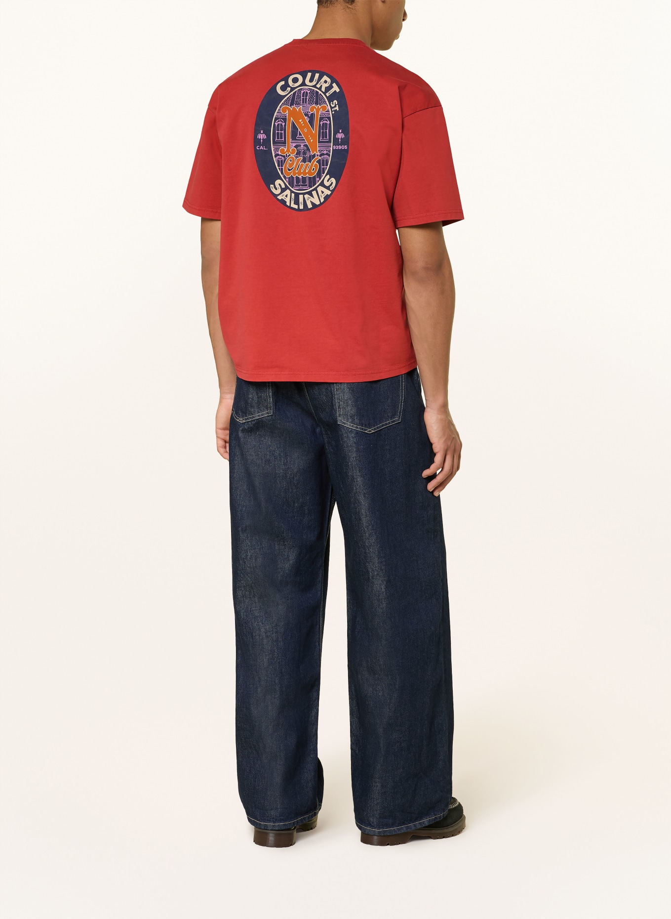 NAPAPIJRI T-Shirt S-FLUORITE: ROT / BEIGE / DUNKELBLAU