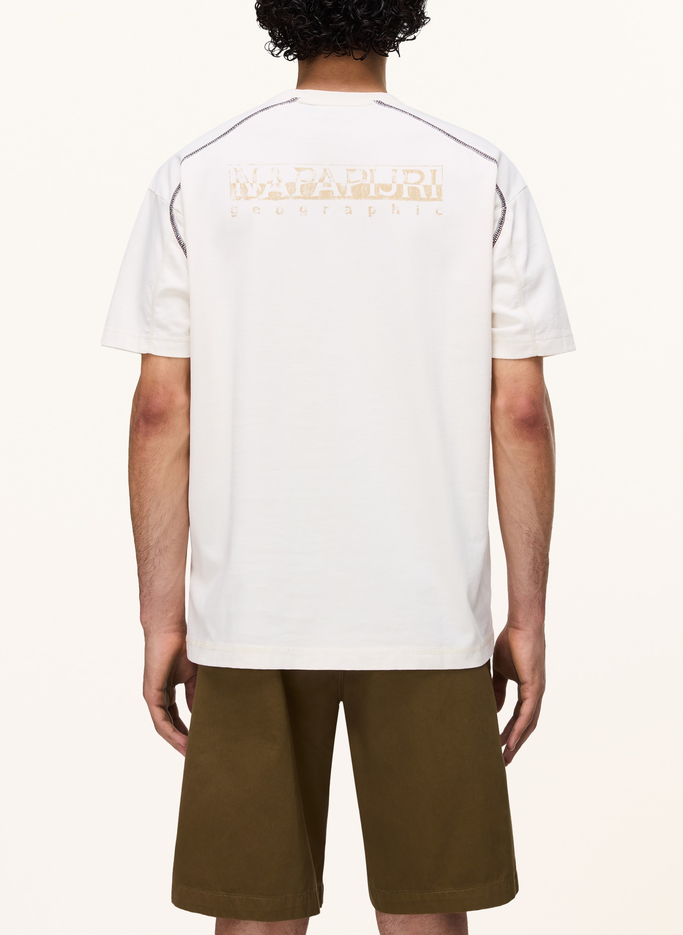 NAPAPIJRI T-Shirt S-REFLECT: ECRU / ROT / DUNKELBLAU