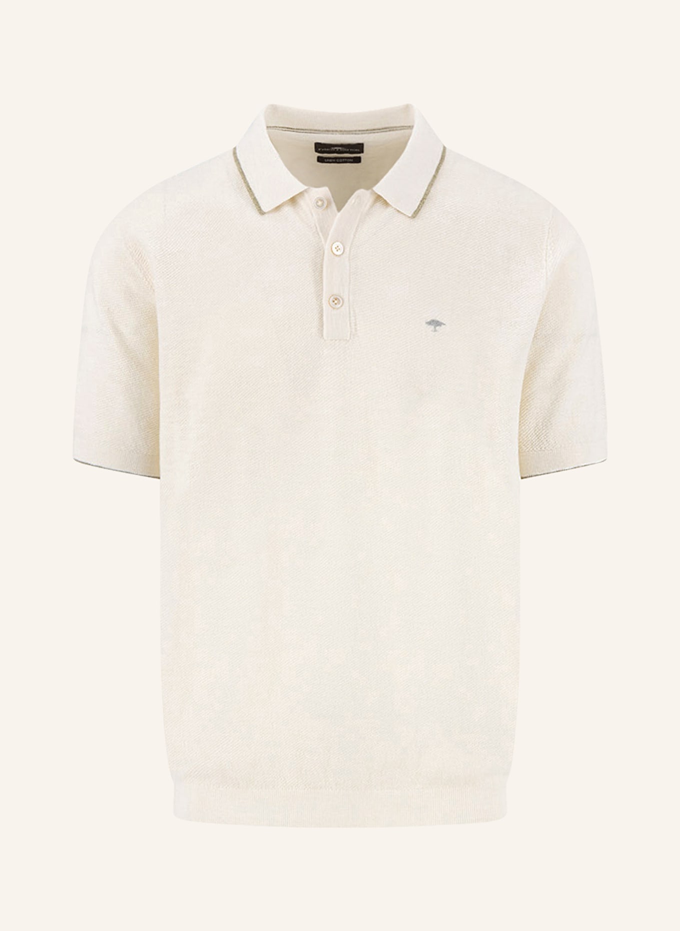 FYNCH-HATTON Gebreid poloshirt: CRÈME / KAKI