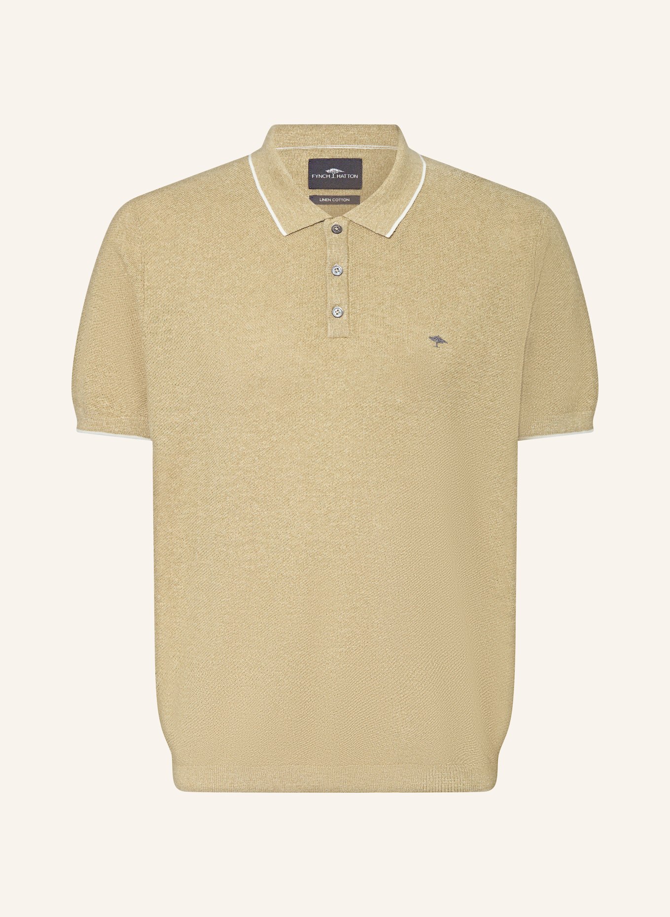 FYNCH-HATTON Polo en maille: VERT CLAIR / BLANC