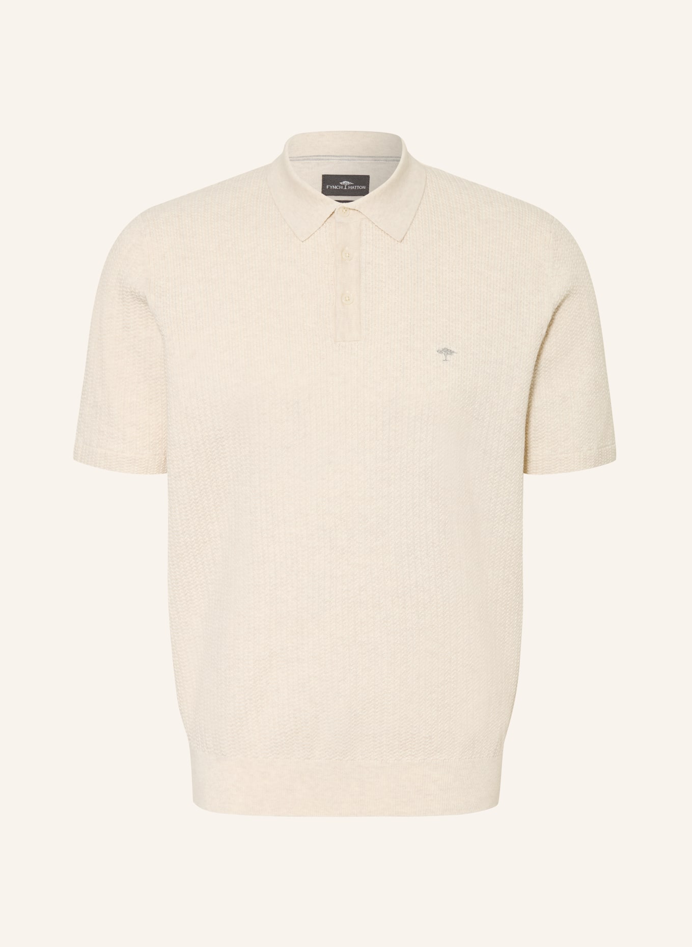 FYNCH-HATTON Gebreid poloshirt: ECRU
