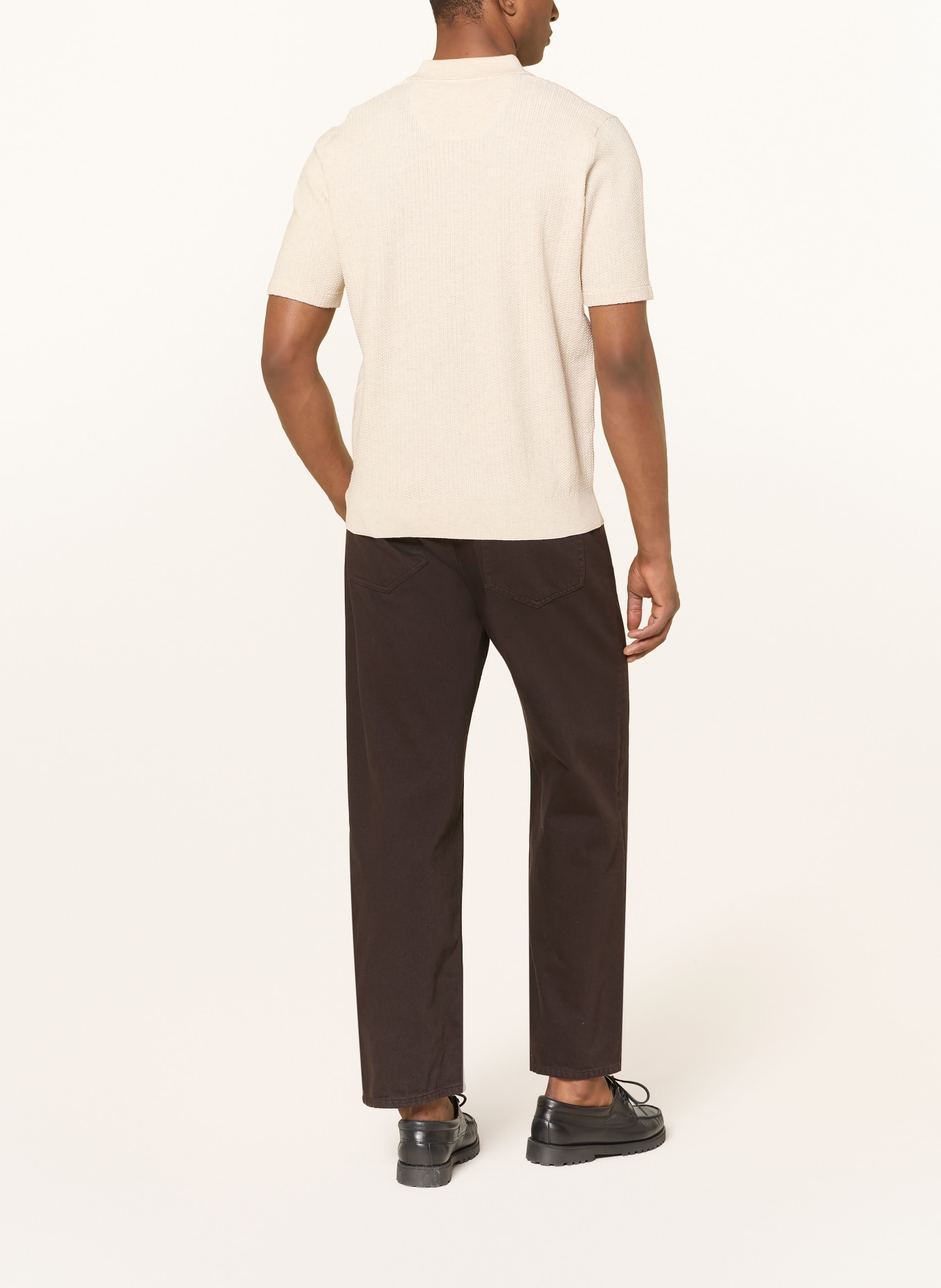 FYNCH-HATTON Gebreid poloshirt: ECRU