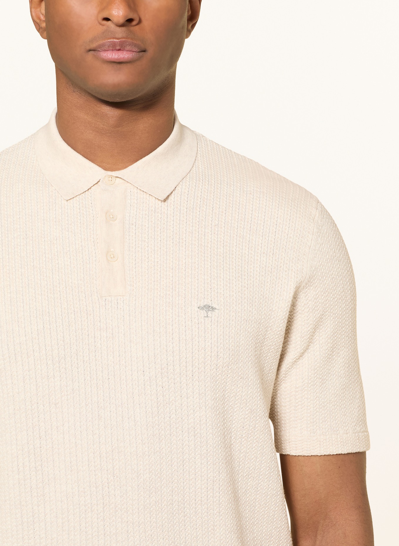 FYNCH-HATTON Gebreid poloshirt: ECRU