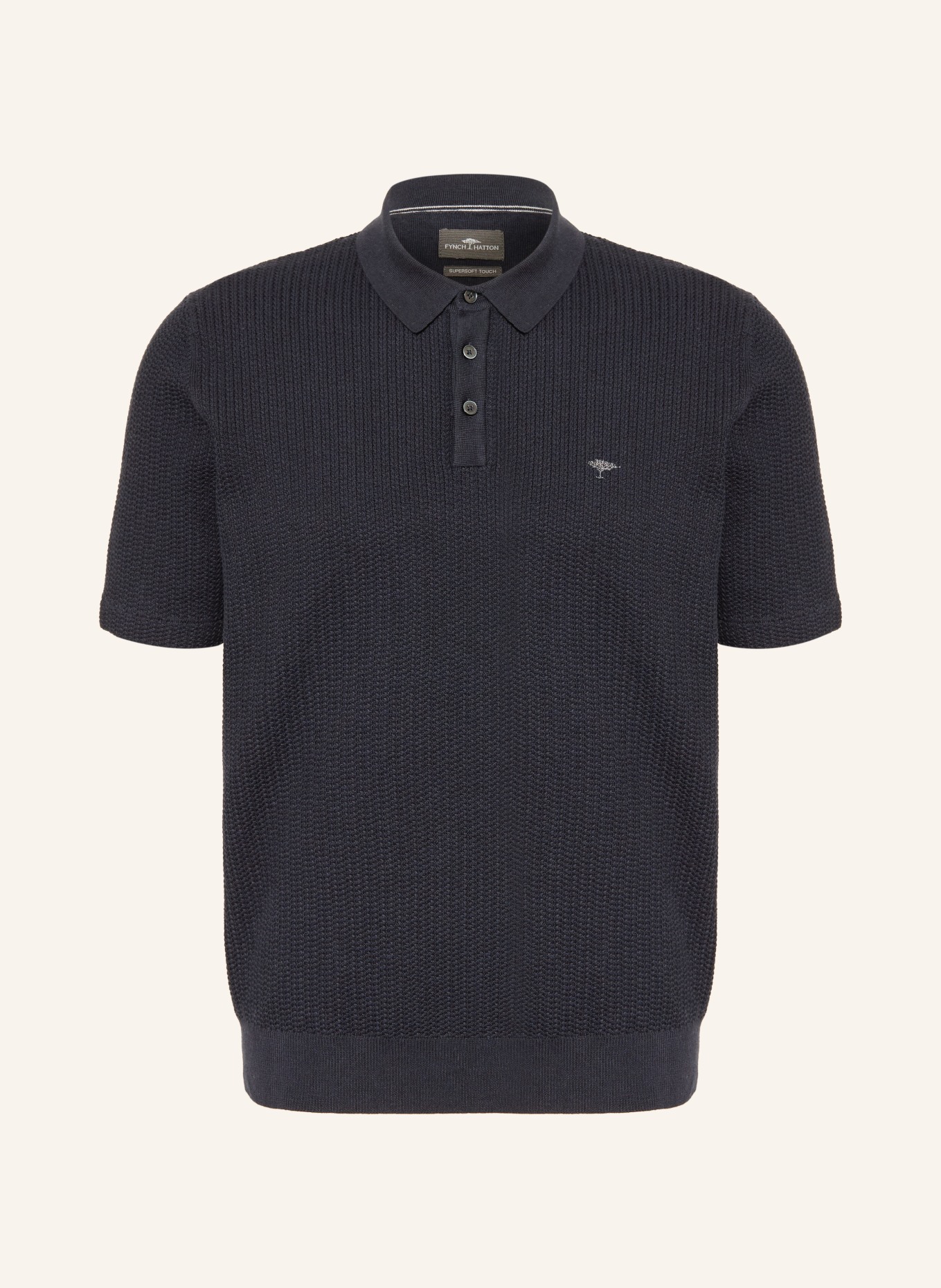 FYNCH-HATTON Gebreid poloshirt: DONKERBLAUW