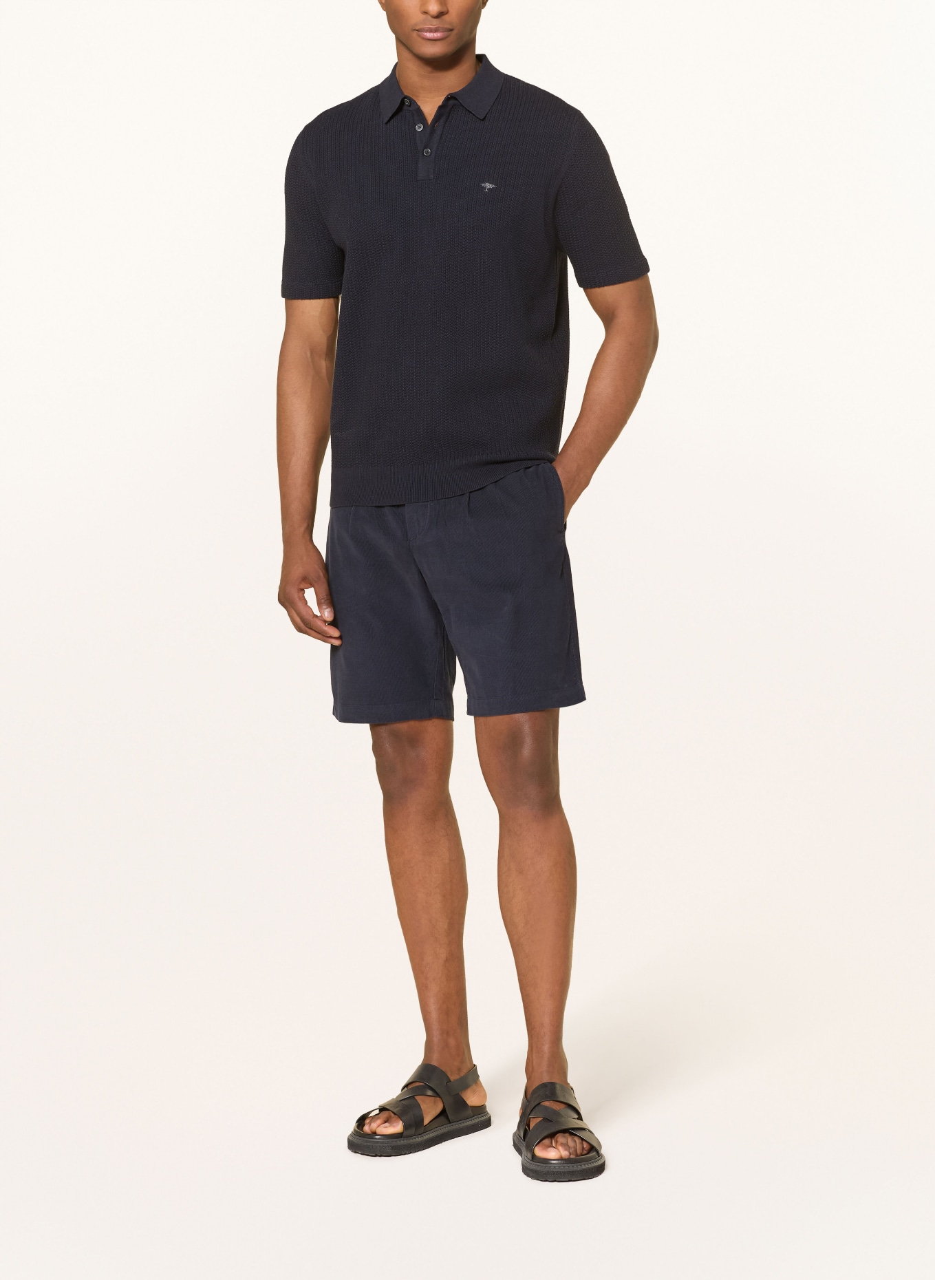 FYNCH-HATTON Gebreid poloshirt: DONKERBLAUW