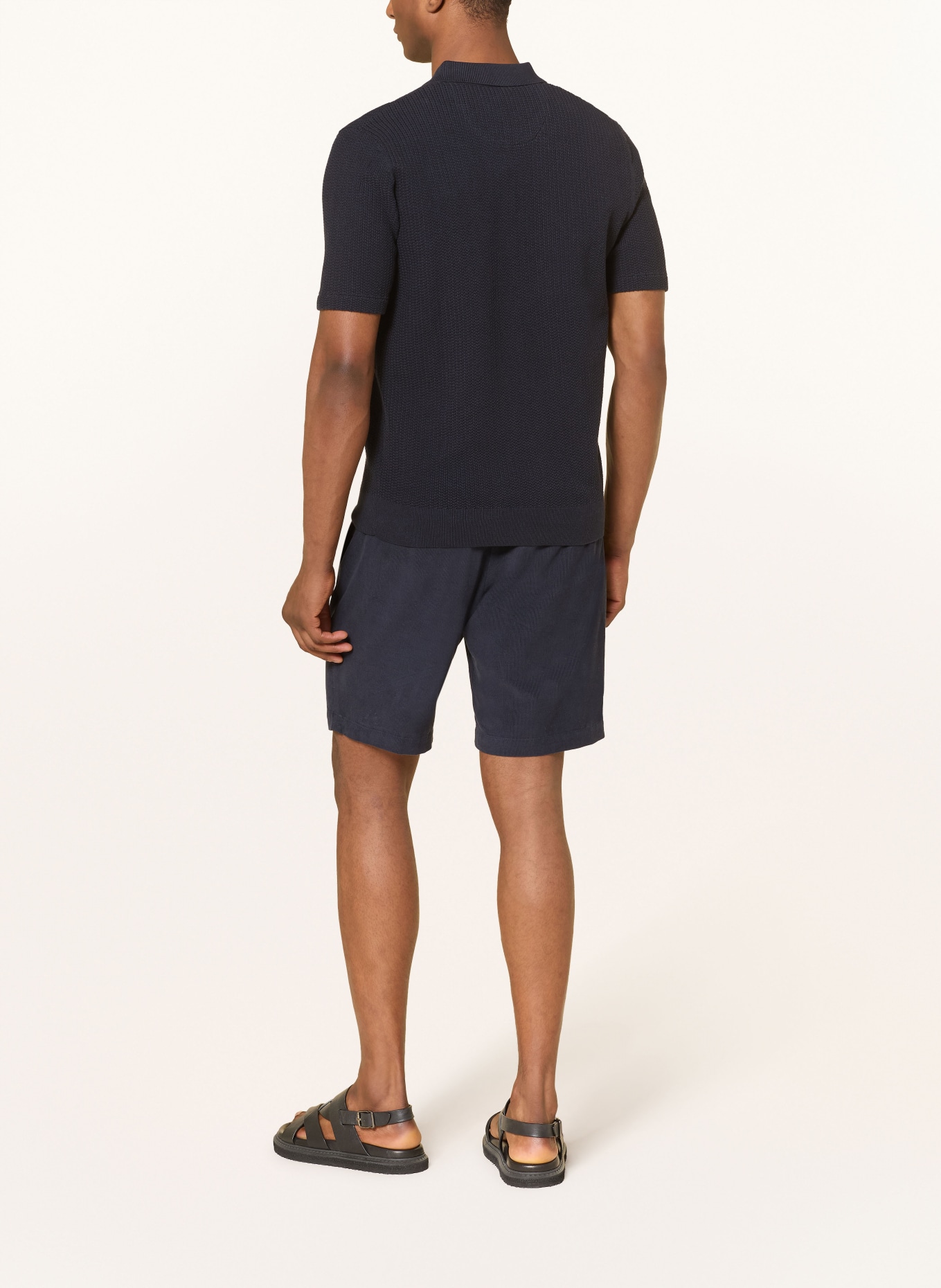 FYNCH-HATTON Gebreid poloshirt: DONKERBLAUW