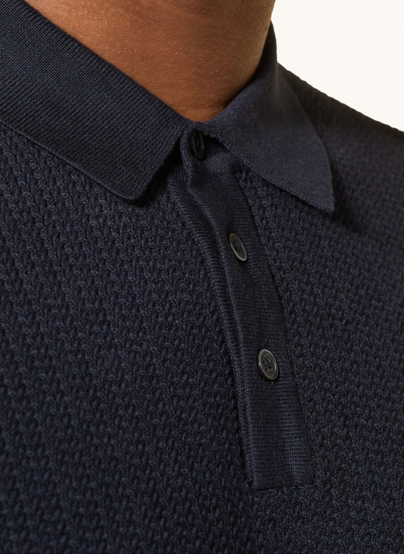 FYNCH-HATTON Gebreid poloshirt: DONKERBLAUW