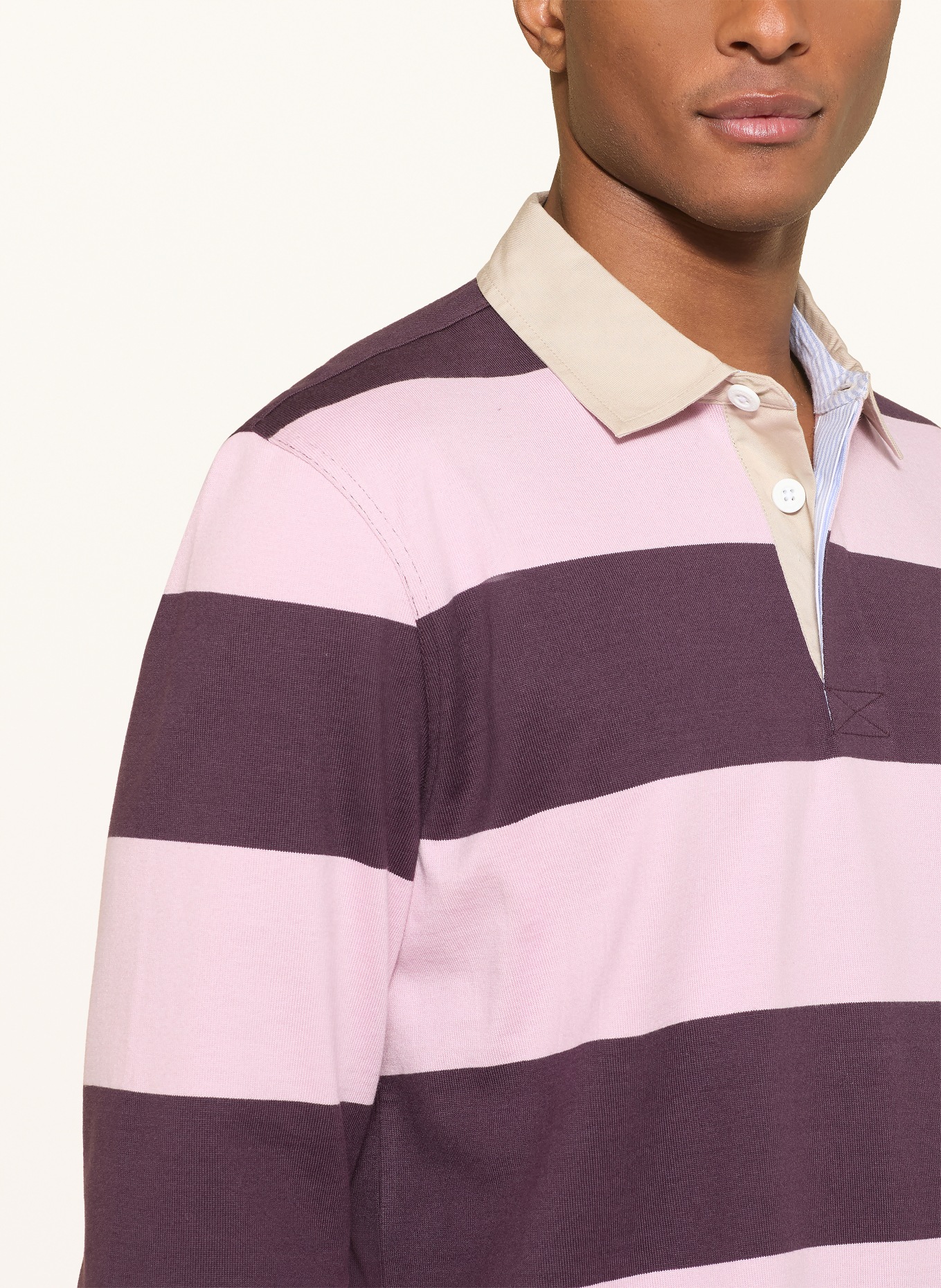 FYNCH-HATTON Rugbyshirt: FUCHSIA / ROSA / HELLGRAU