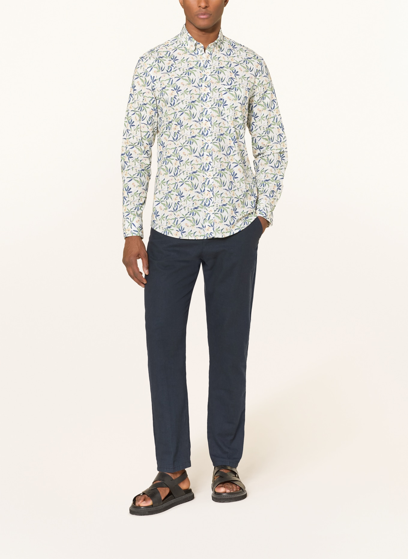 FYNCH-HATTON Chemise coupe classique: VERT / JAUNE CLAIR / BLEU