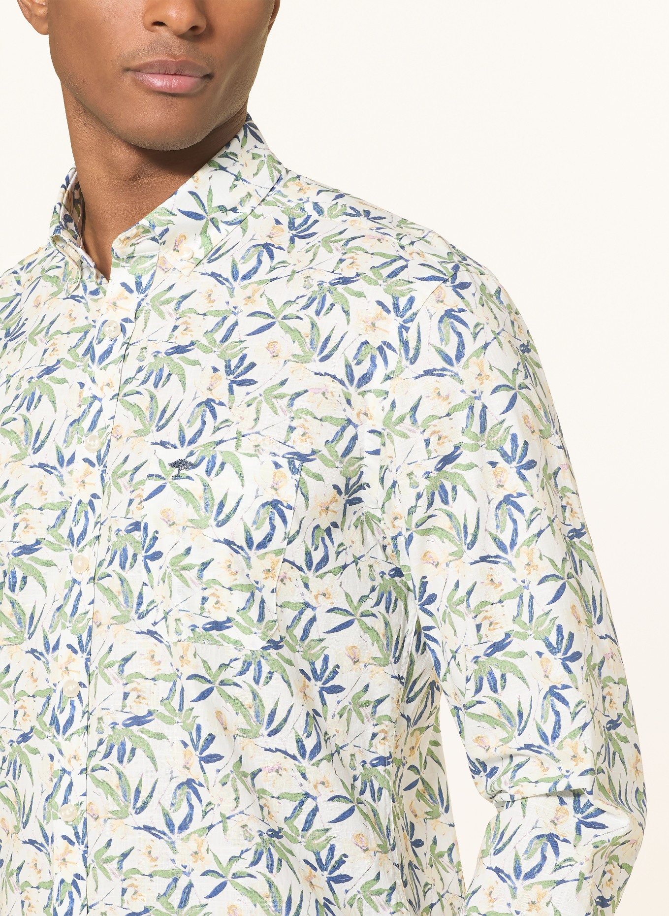 FYNCH-HATTON Chemise coupe classique: VERT / JAUNE CLAIR / BLEU