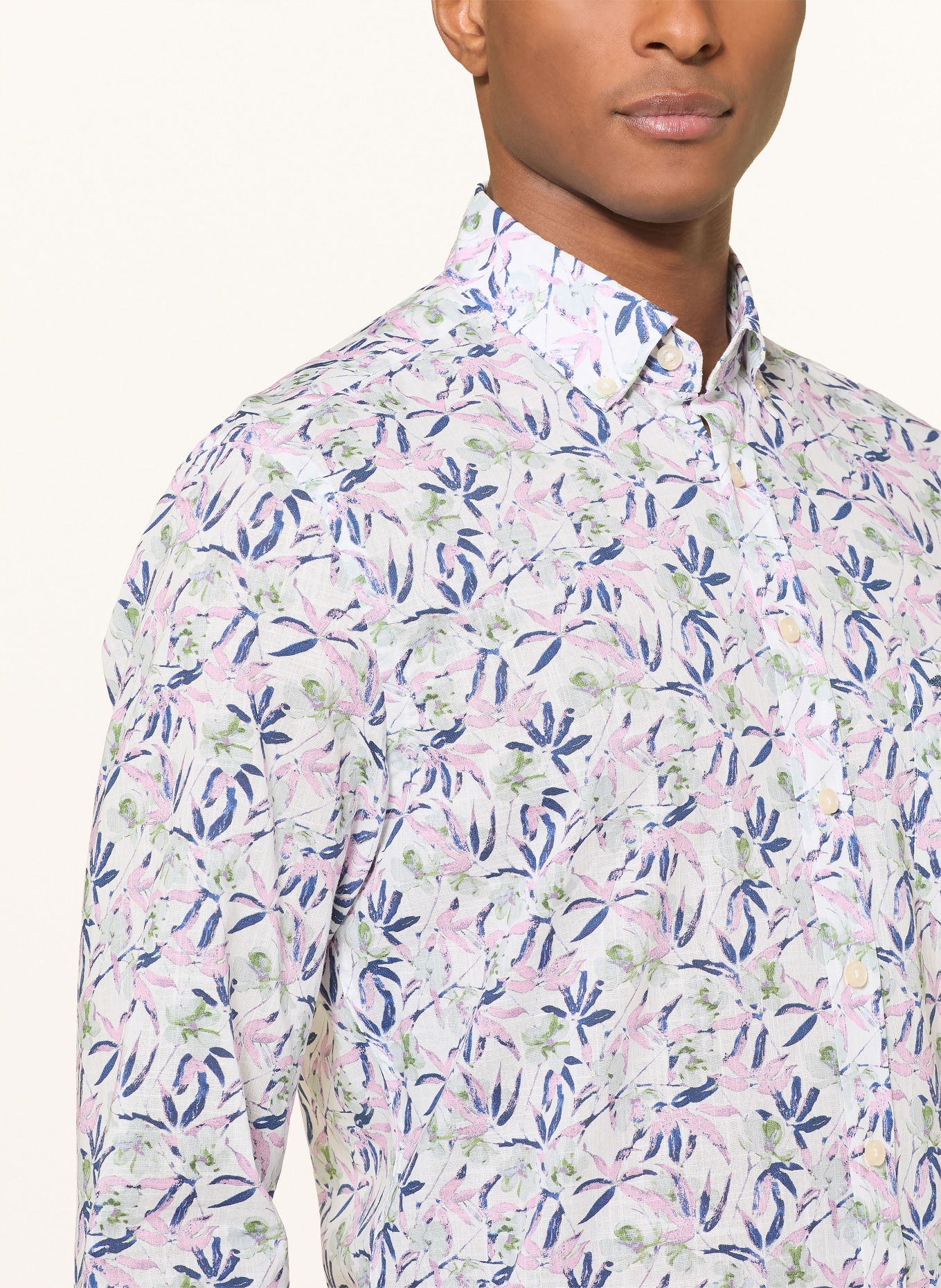 FYNCH-HATTON Chemise coupe classique: ROSE / VERT / BLEU FONCÉ