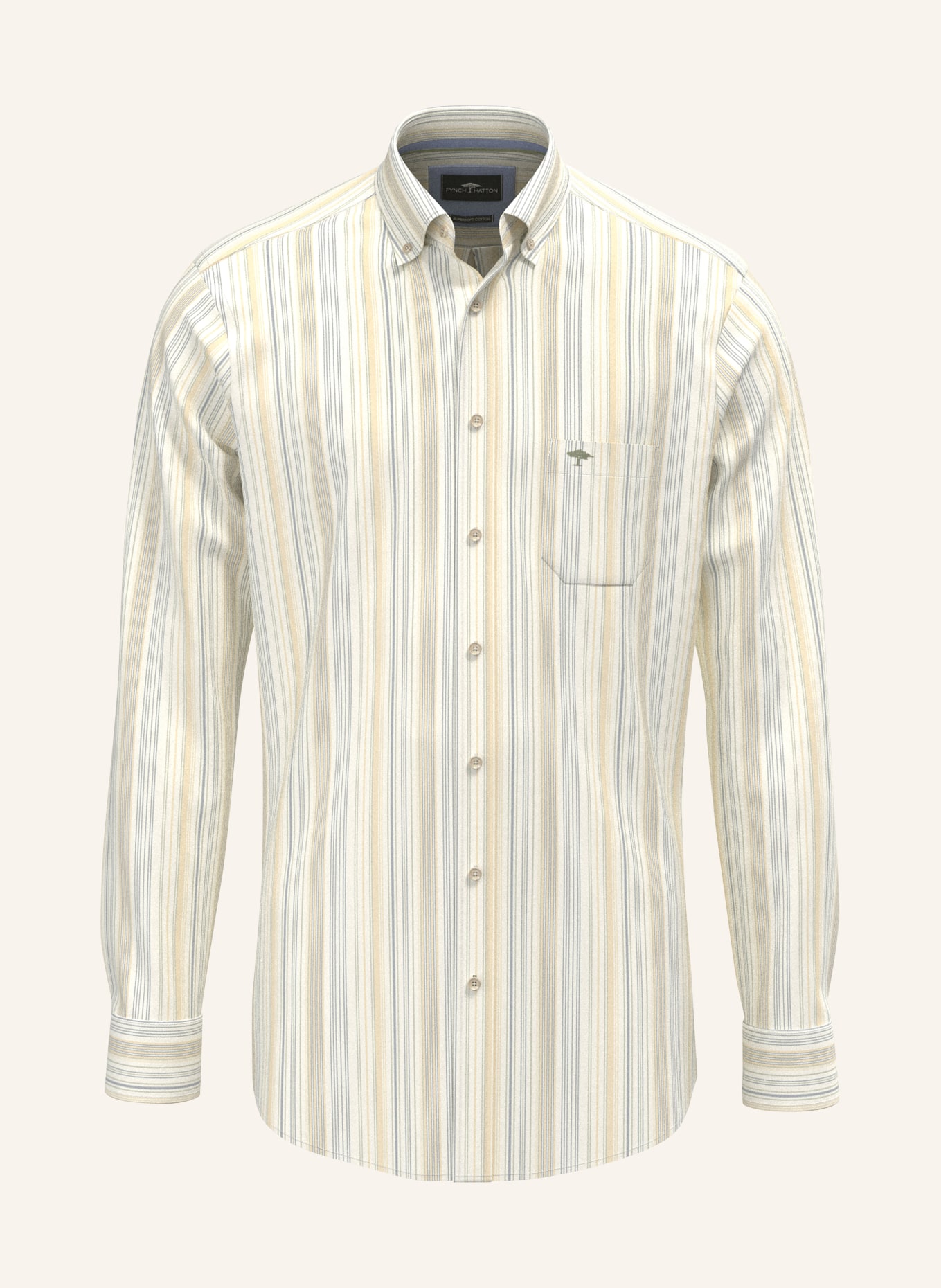 FYNCH-HATTON Košile Regular Fit: TMAVĚ ŽLUTÁ / ZELENÁ / BÍLÁ