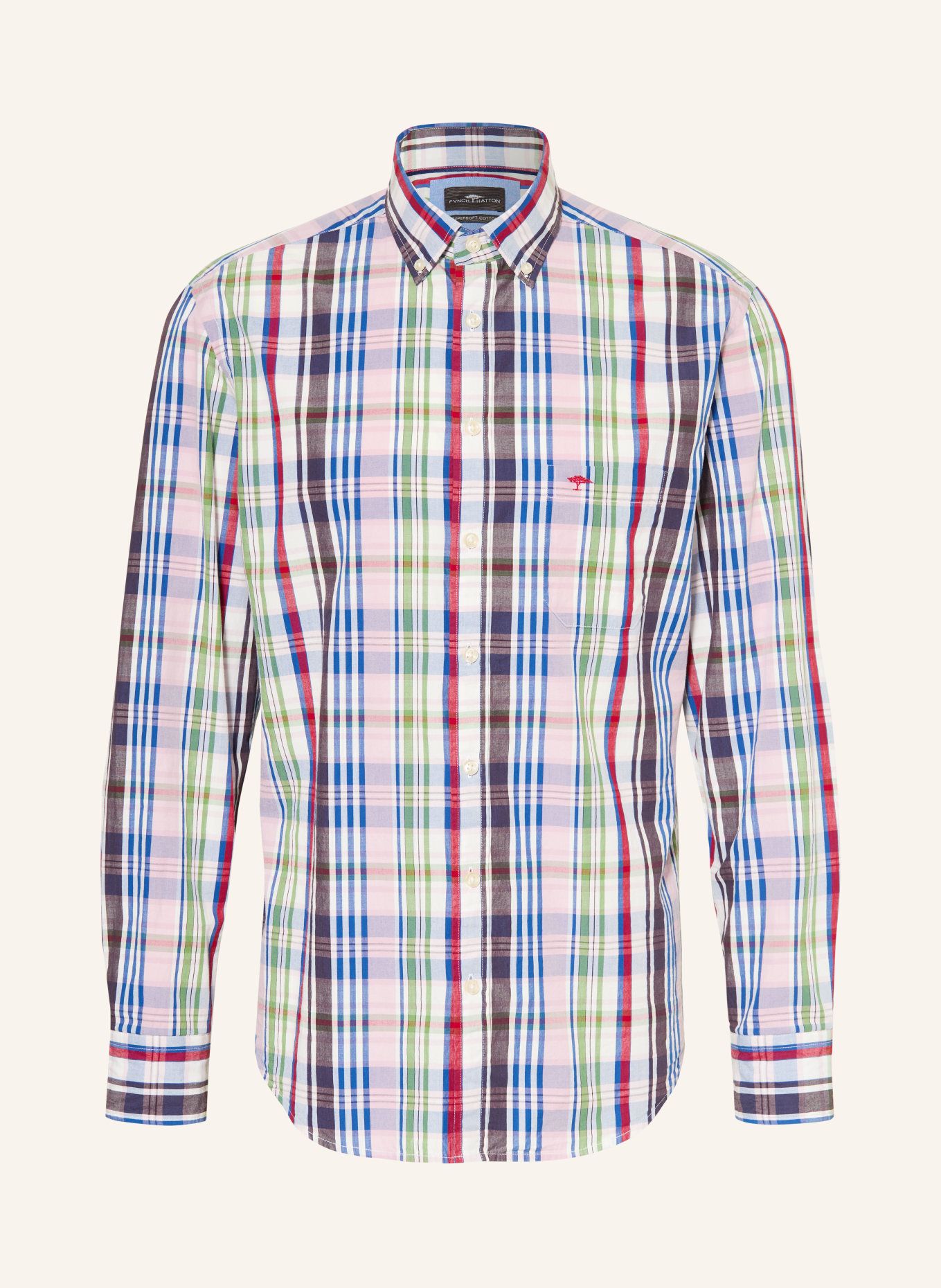 FYNCH-HATTON Koszula Regular Fit: CIEMNOCZERWONY / ZIELONY / NIEBIESKI