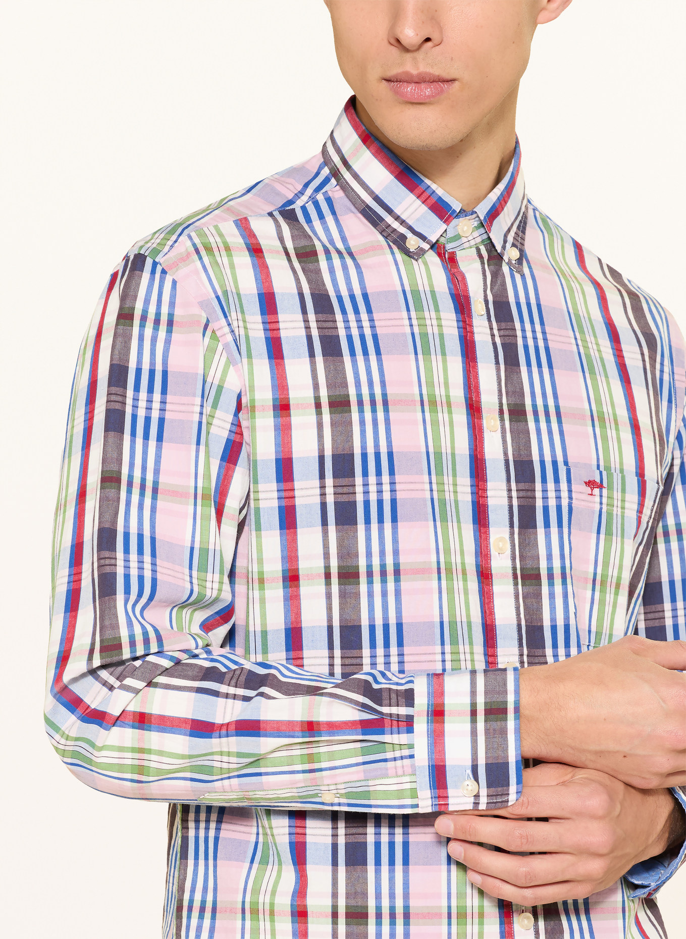 FYNCH-HATTON Koszula Regular Fit: CIEMNOCZERWONY / ZIELONY / NIEBIESKI