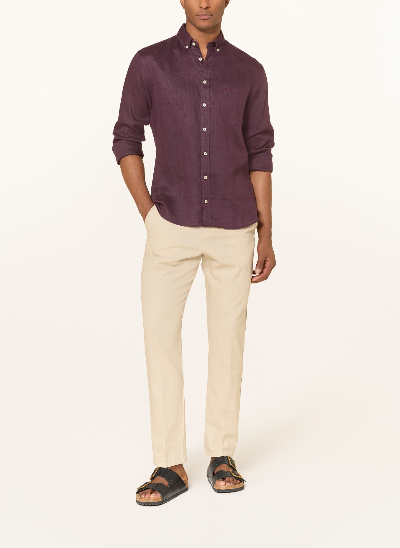 FYNCH-HATTON Leinenhemd Comfort Fit: FUCHSIA