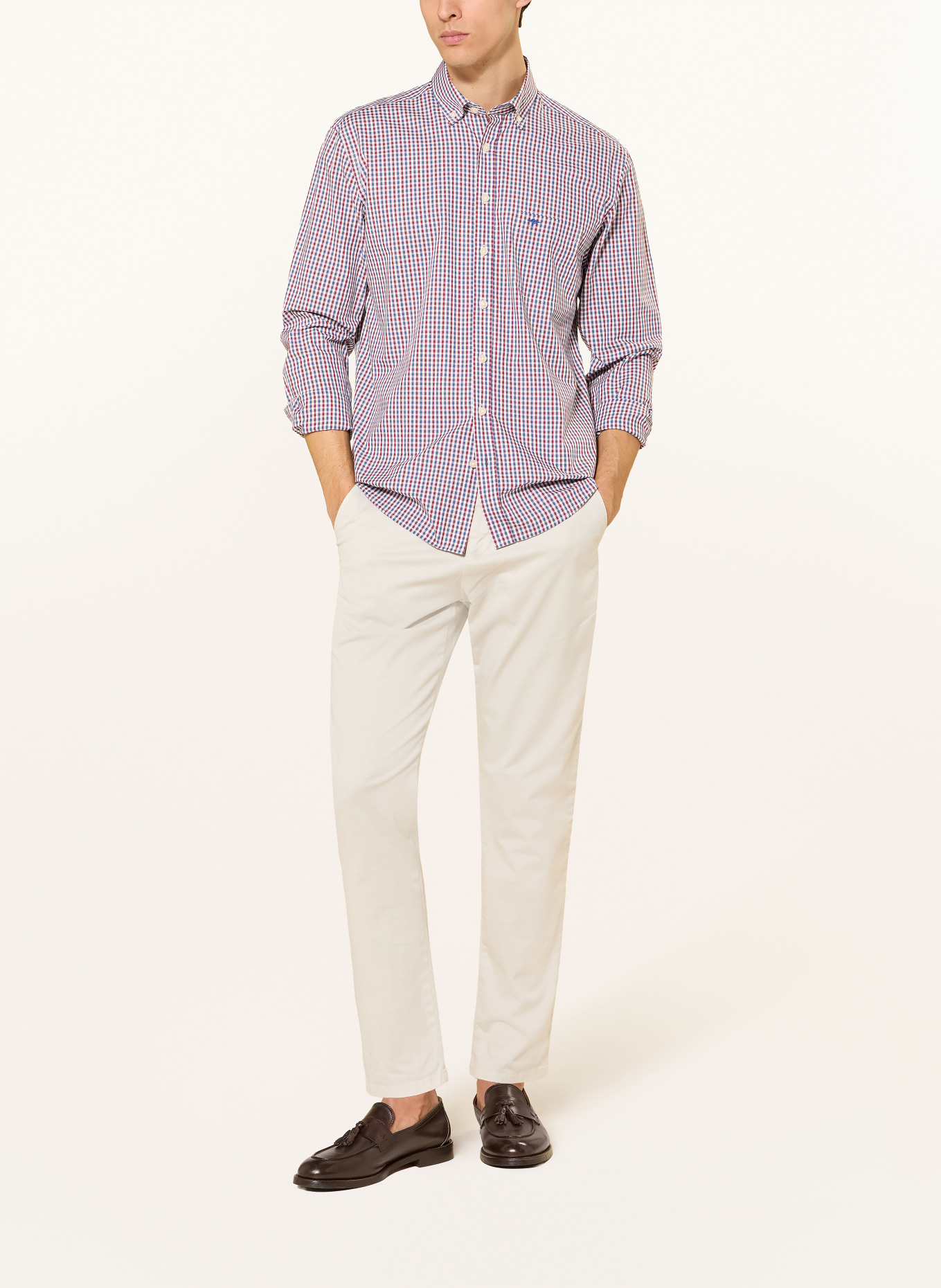 FYNCH-HATTON Koszula Regular Fit: CIEMNOCZERWONY / NIEBIESKI / BIAŁY