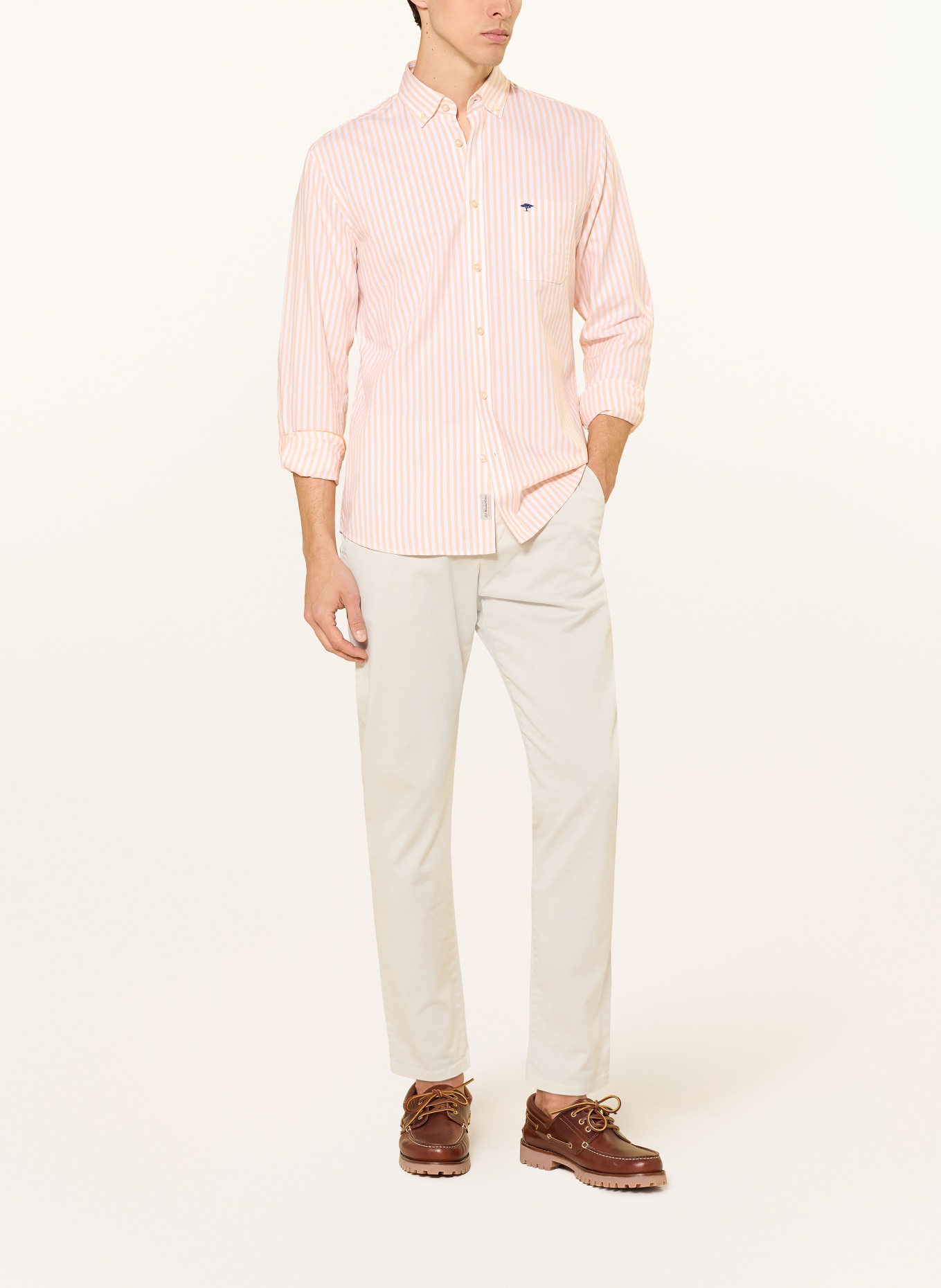 FYNCH-HATTON Oxfordhemd Regular Fit: HELLORANGE / WEISS