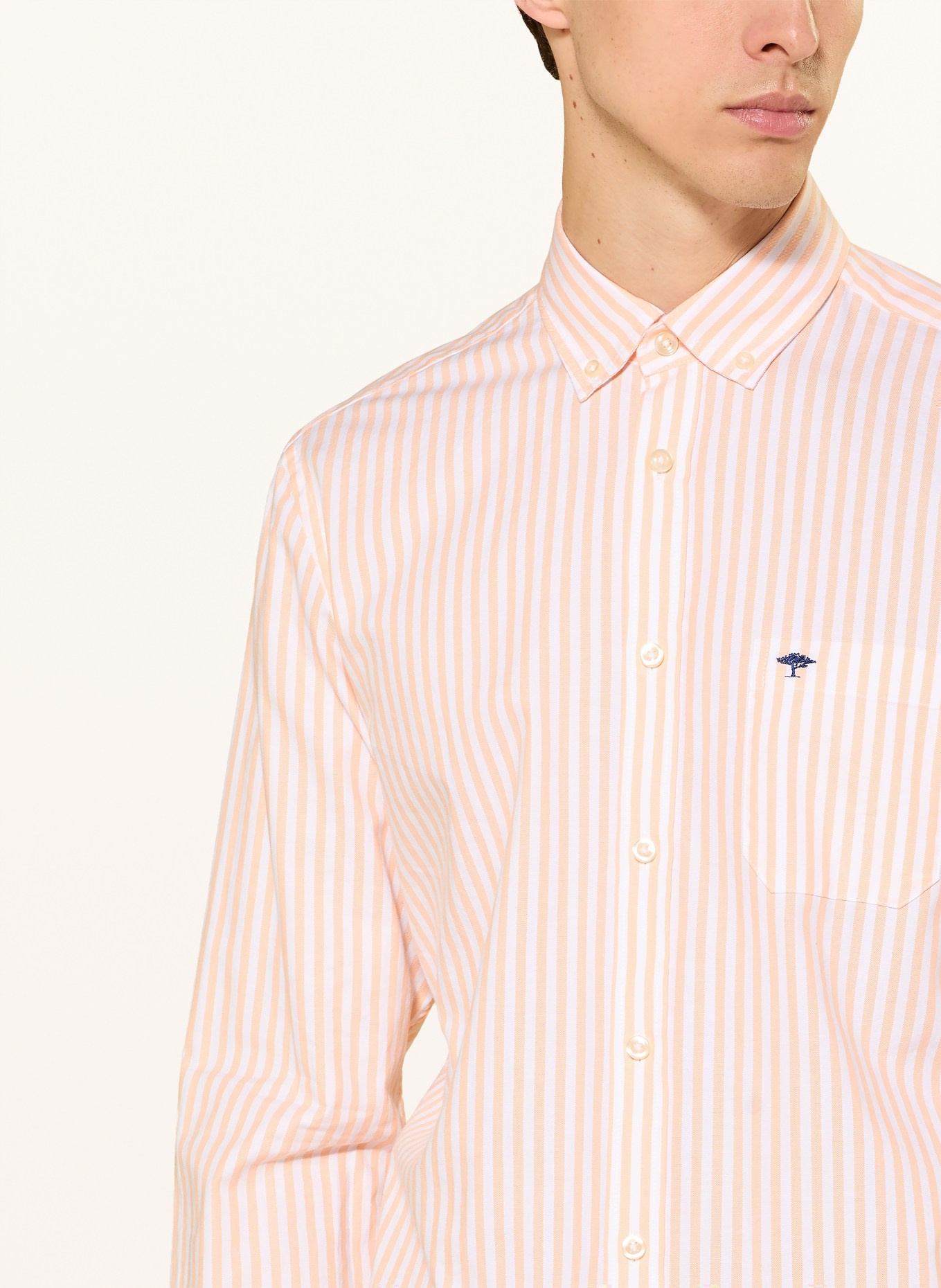 FYNCH-HATTON Oxfordhemd Regular Fit: HELLORANGE / WEISS