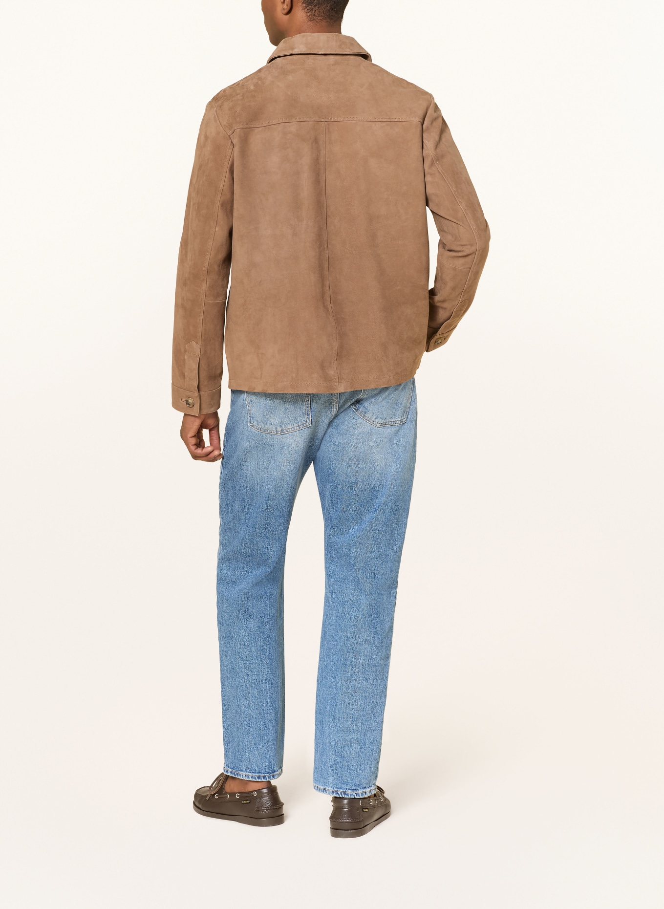 FYNCH-HATTON Leder-Overshirt: BRAUN