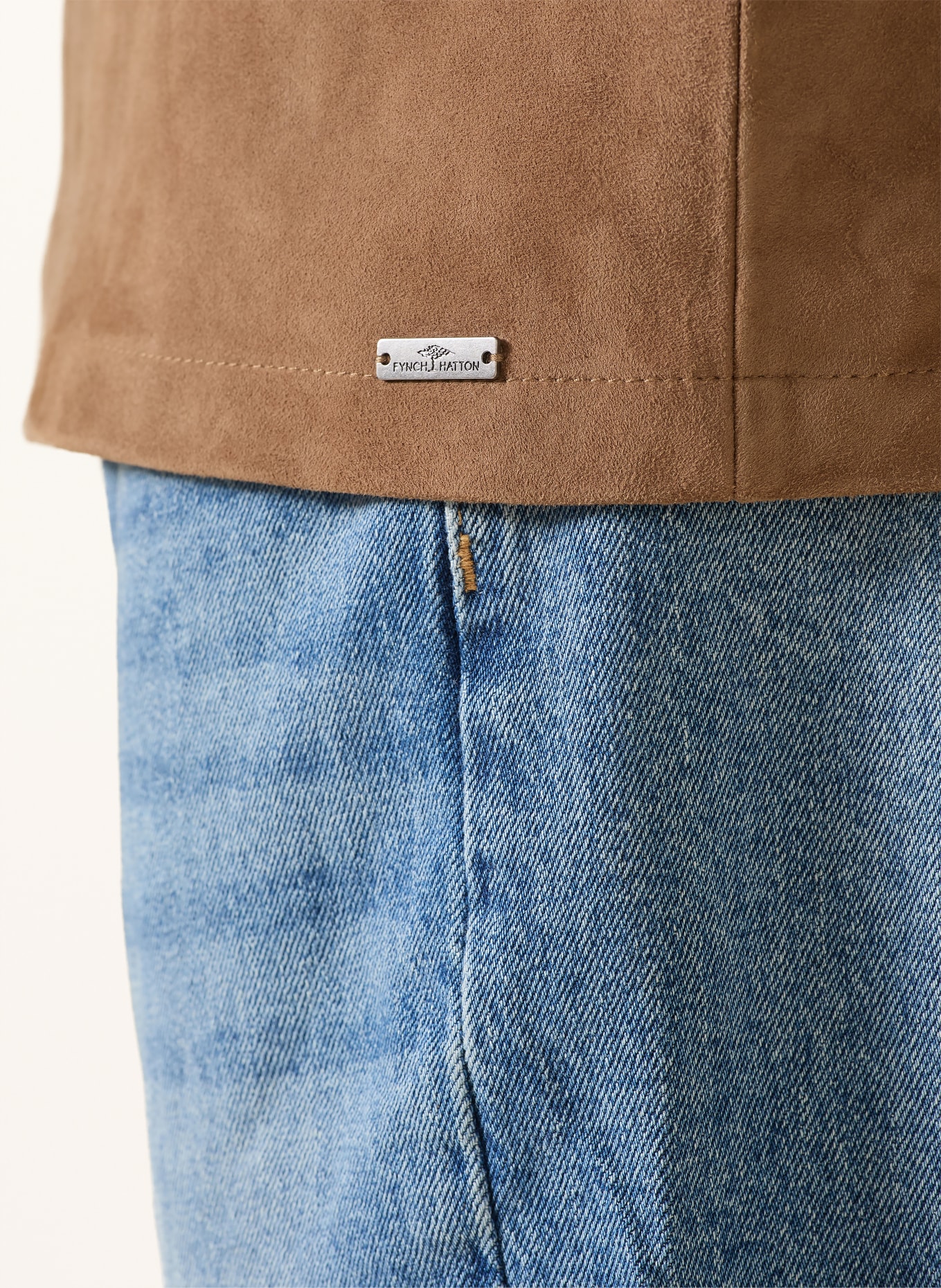 FYNCH-HATTON Leder-Overshirt: BRAUN