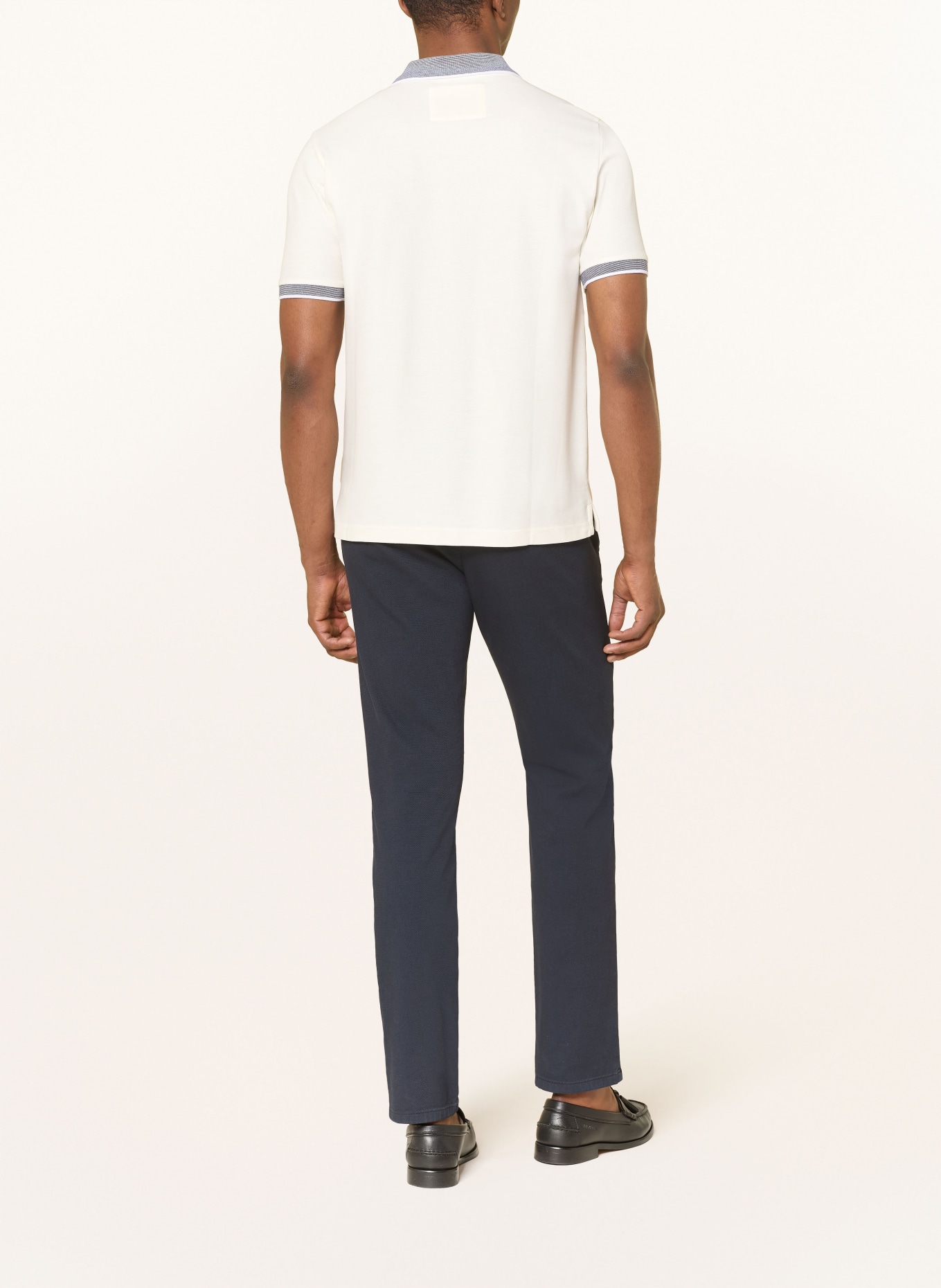 FYNCH-HATTON Koszulka polo z pikowanym wzorem: KREMOWY / GRANATOWY