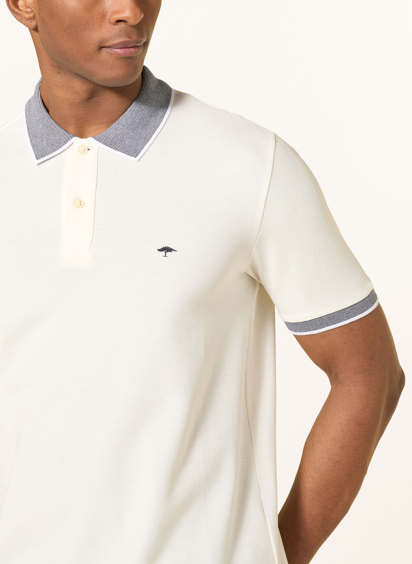 FYNCH-HATTON Koszulka polo z pikowanym wzorem: KREMOWY / GRANATOWY