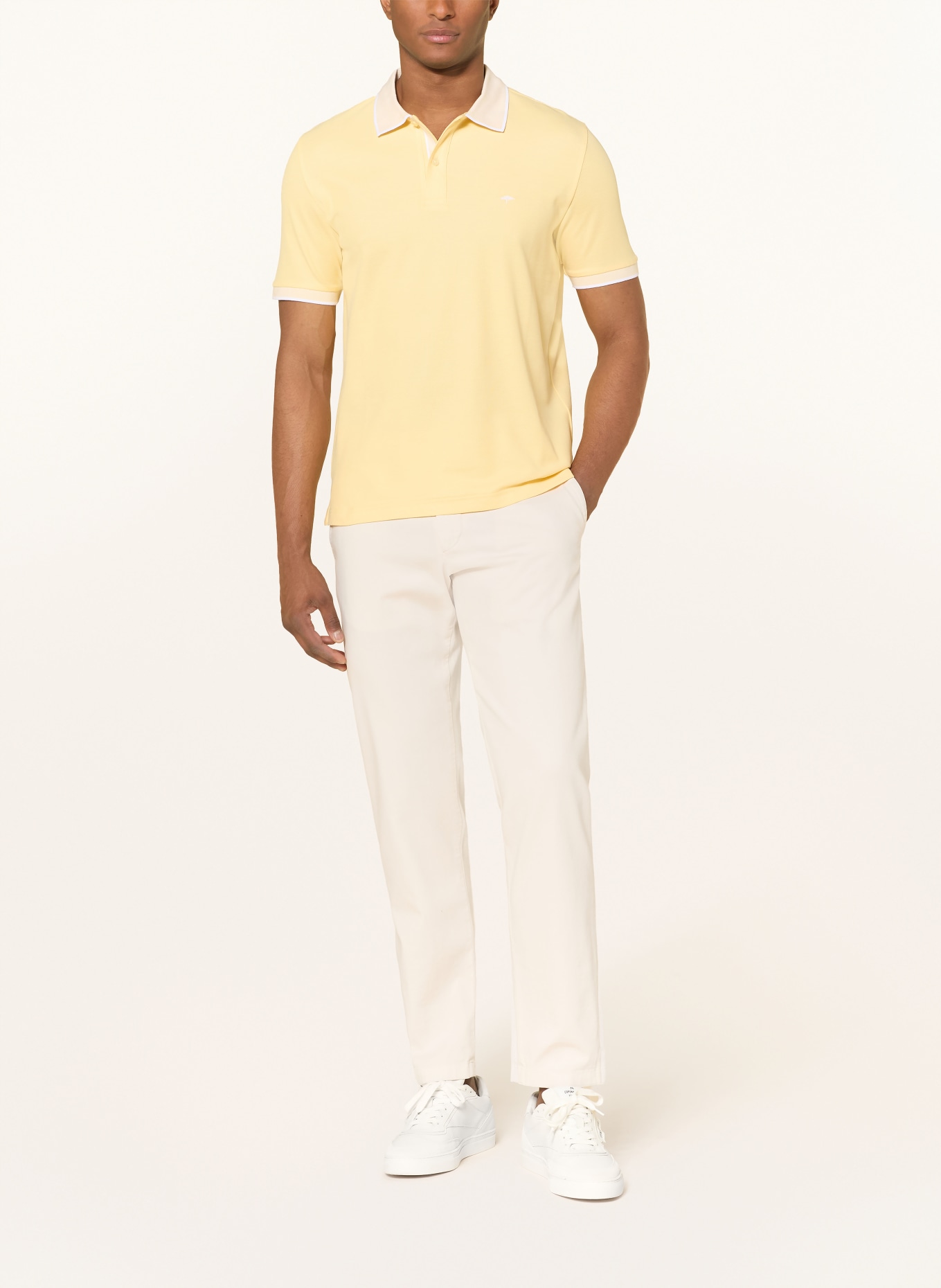FYNCH-HATTON Piqué-Poloshirt: GELB / HELLGELB / WEISS