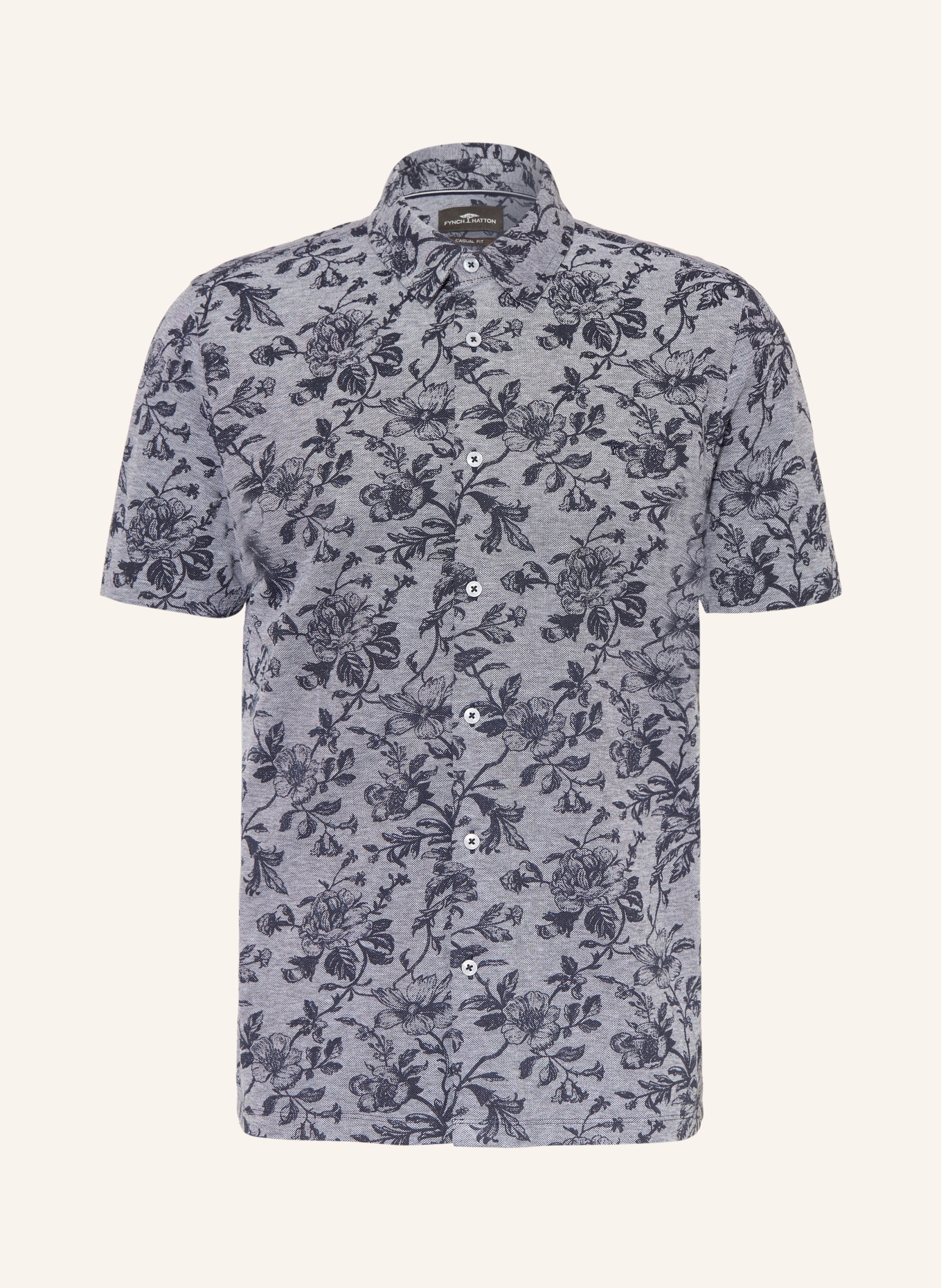 FYNCH-HATTON Košile s krátkým rukávem Regular Fit: TMAVĚ MODRÁ / BÍLÁ