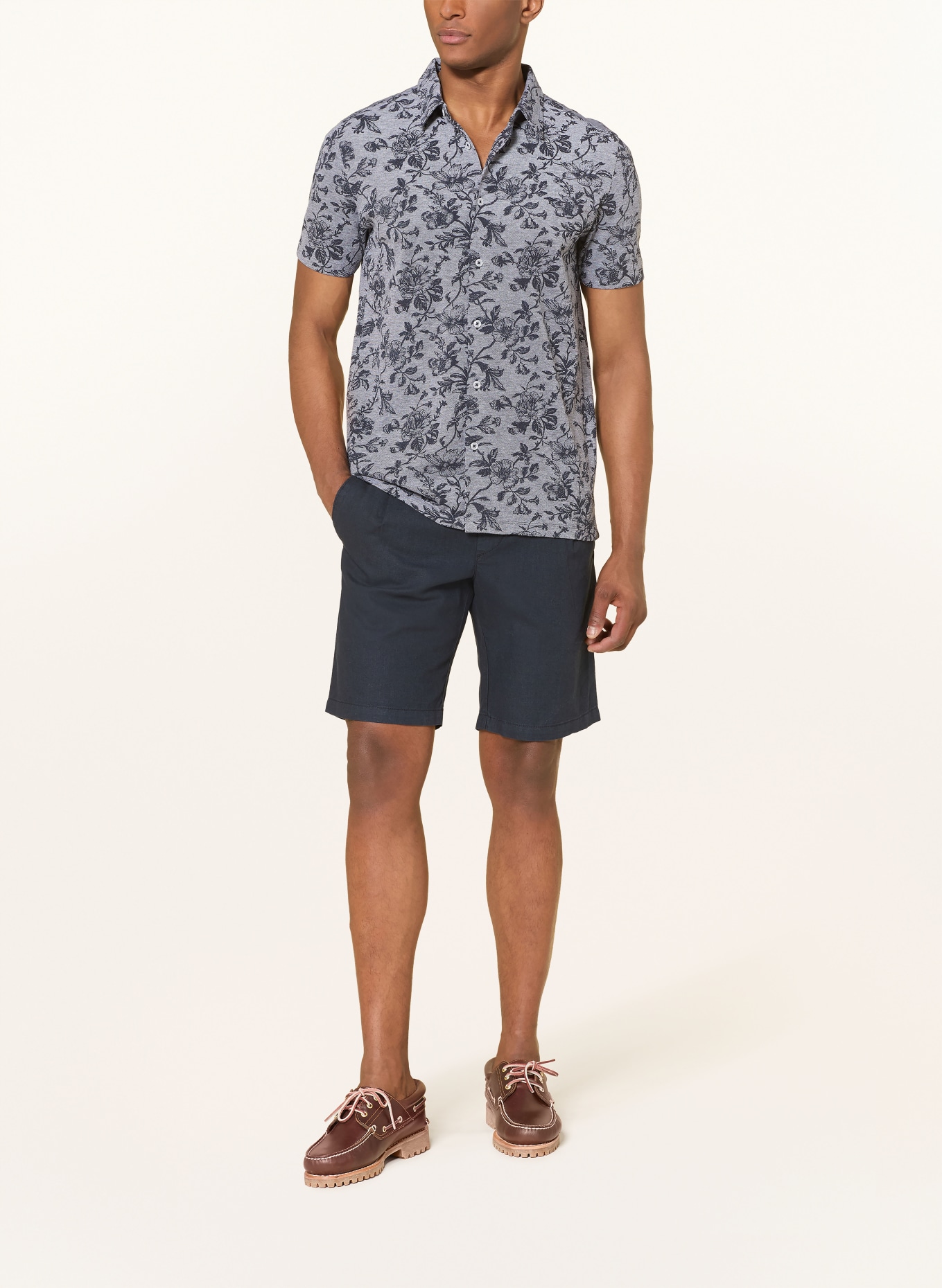 FYNCH-HATTON Košile s krátkým rukávem Regular Fit: TMAVĚ MODRÁ / BÍLÁ