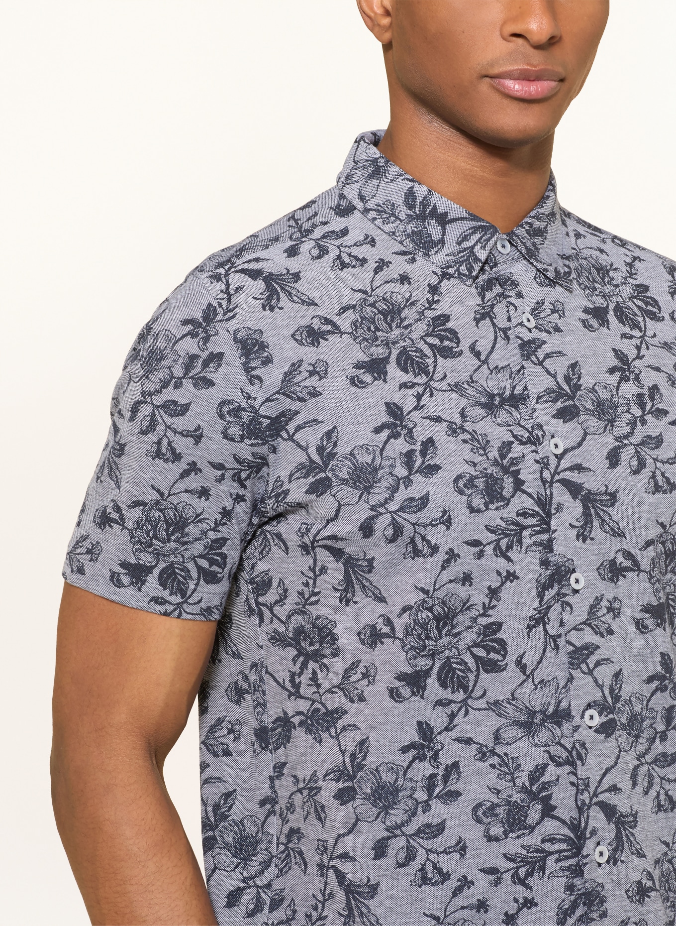 FYNCH-HATTON Košile s krátkým rukávem Regular Fit: TMAVĚ MODRÁ / BÍLÁ