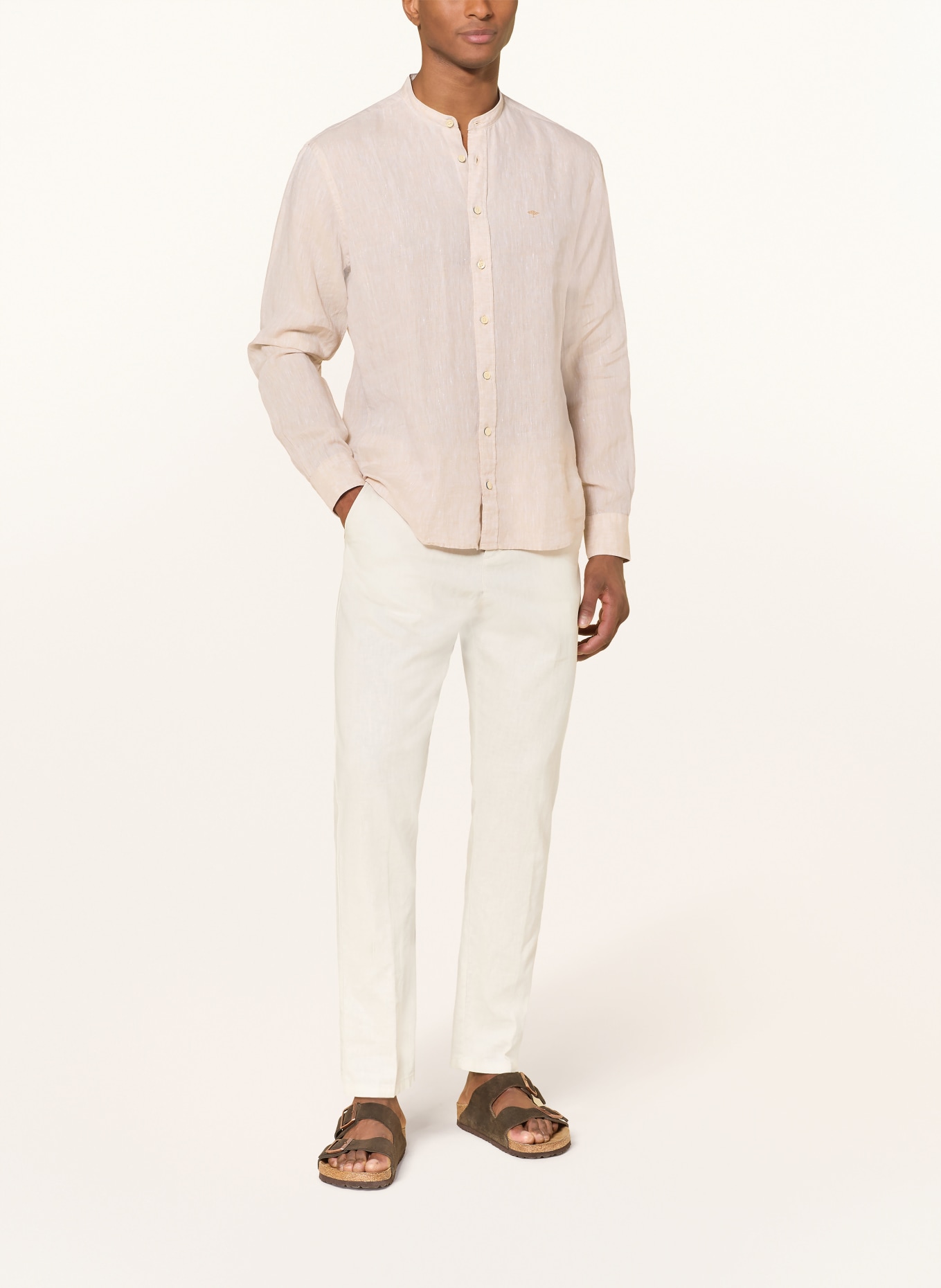 FYNCH-HATTON Lněná košile Regular Fit: BÉŽOVÁ