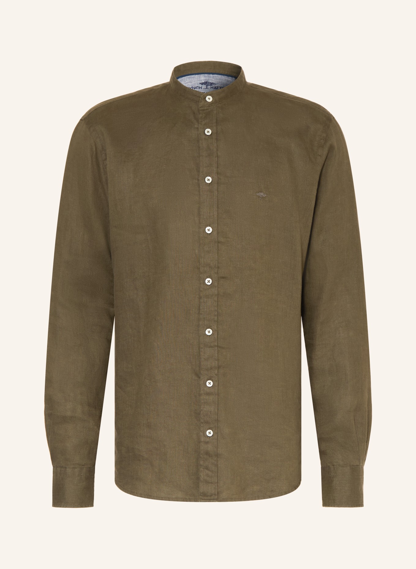 FYNCH-HATTON Lněná košile Regular Fit: OLIVOVÁ