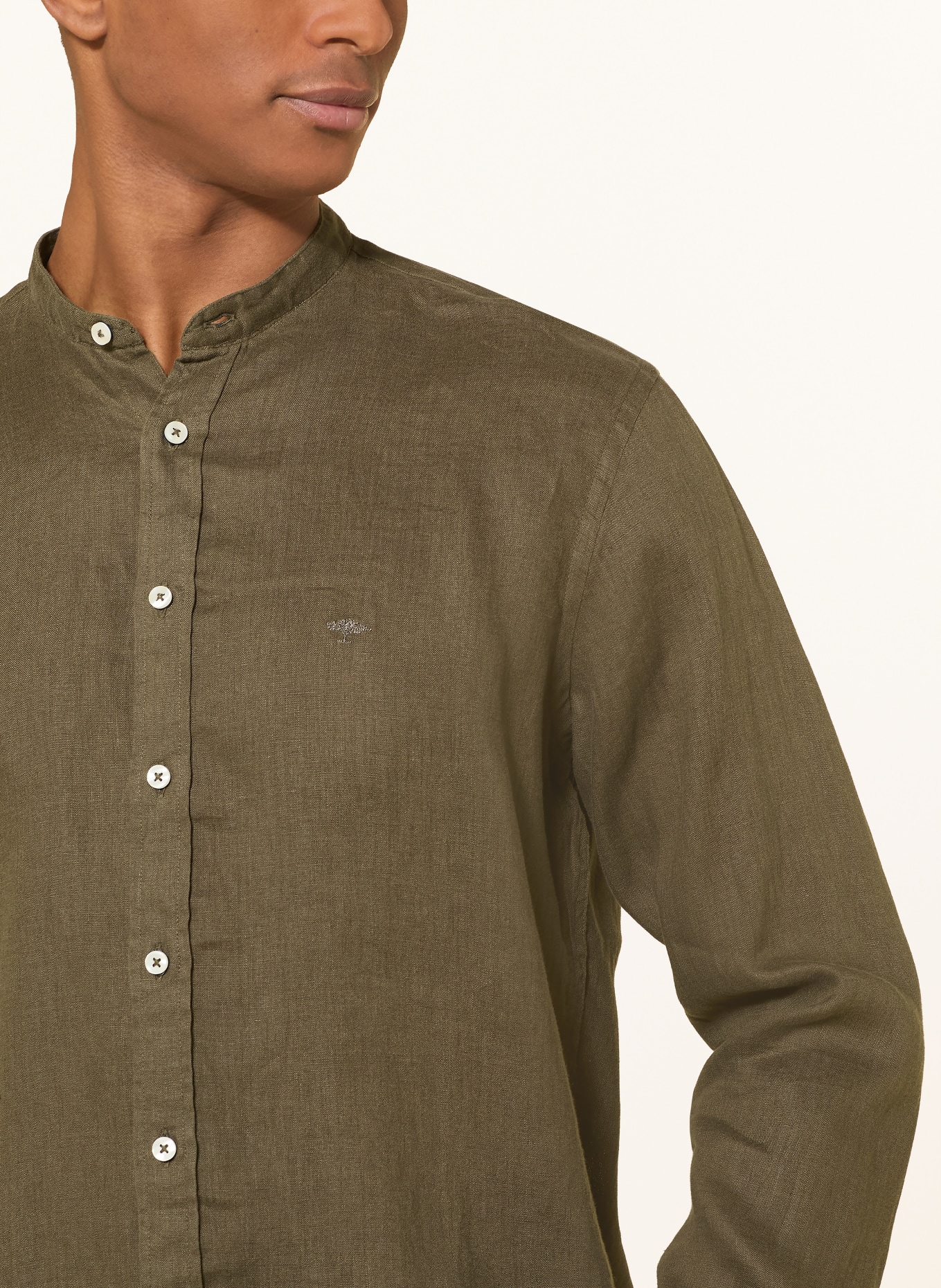 FYNCH-HATTON Lněná košile Regular Fit: OLIVOVÁ