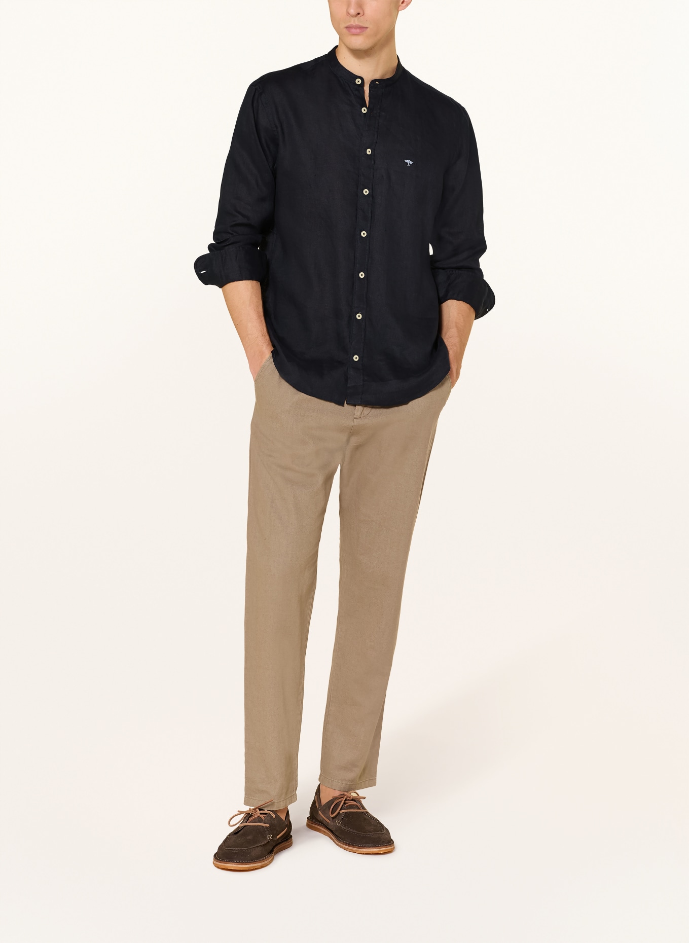 FYNCH-HATTON Lněná košile Regular Fit: TMAVĚ MODRÁ