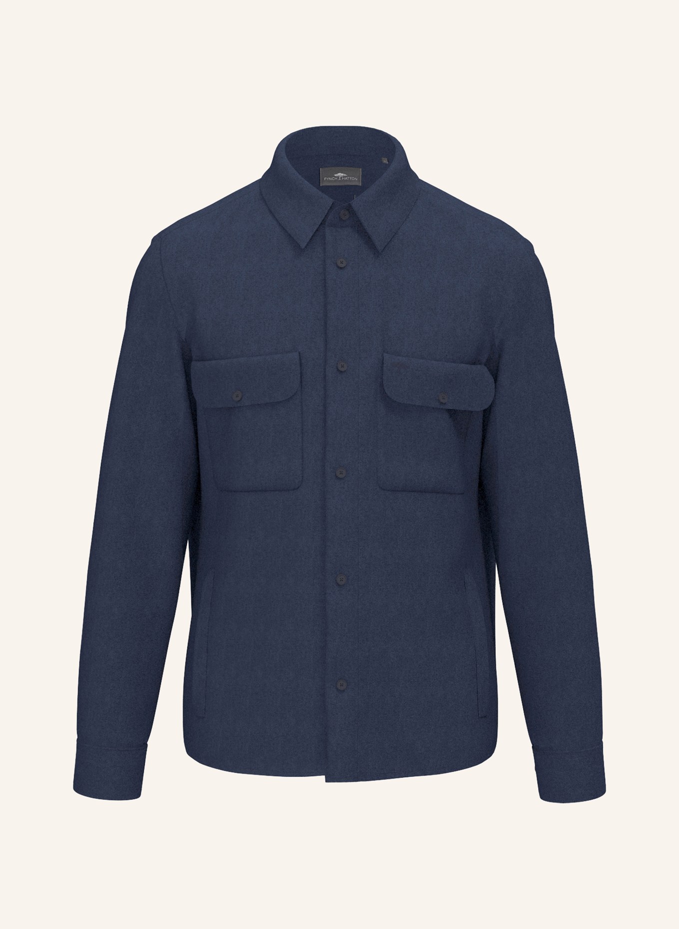 FYNCH-HATTON Overshirt mit Leinen: DUNKELBLAU