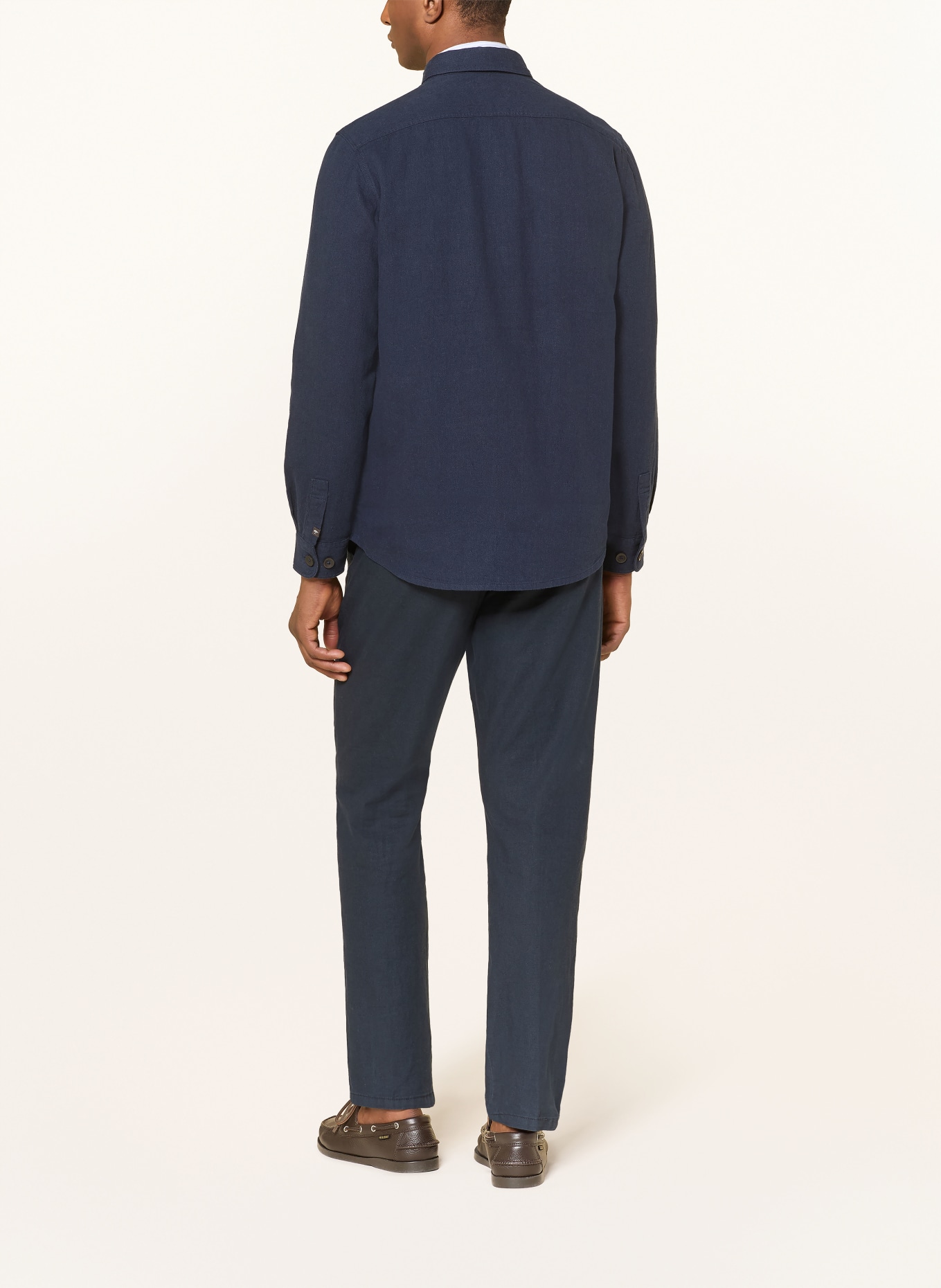 FYNCH-HATTON Overshirt mit Leinen: DUNKELBLAU